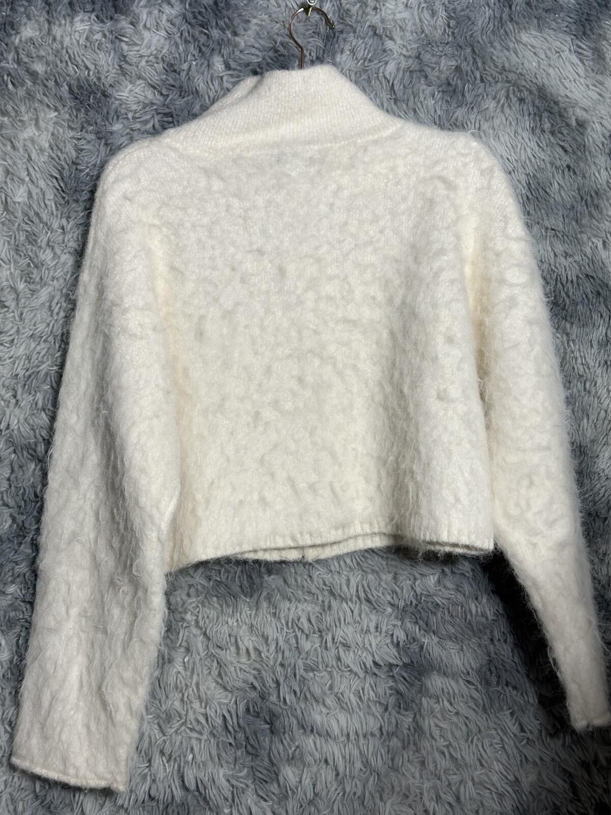 Other White Fuzzy Zip-Up Cropped Jacket Size XS / US 0-2 / IT 36-38 - 2 Thumbnail