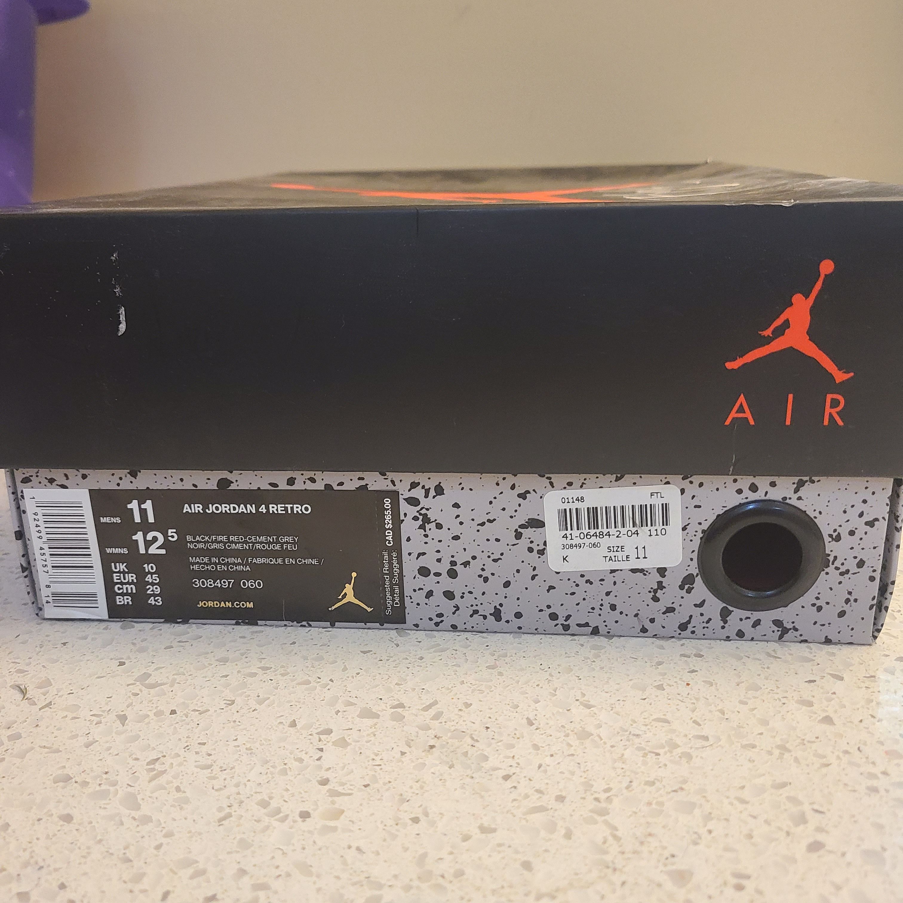 Jordan Brand Air Jordan 4 Retro OG Fire Red Size US 11 / EU 44 - 1 Thumbnail