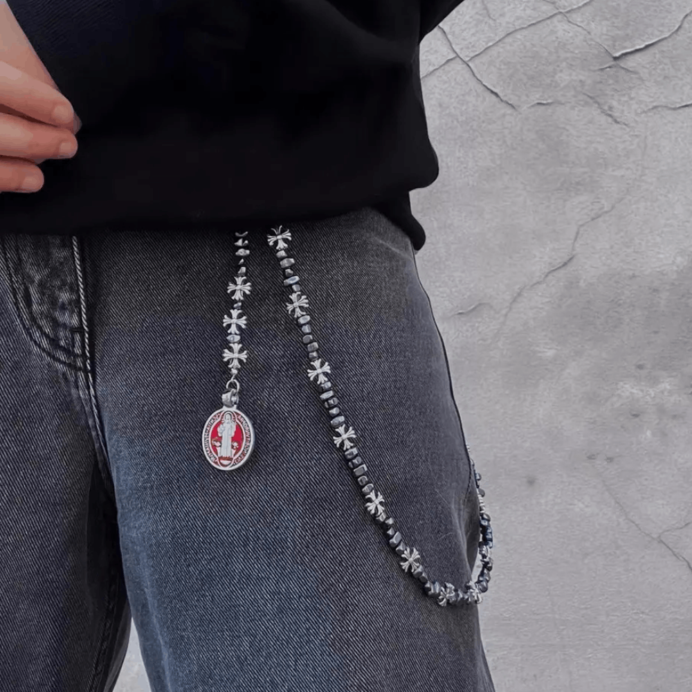 Jewelry Metal Cross Wallet Chain,Y2K Jeans Chain,Gothic Pants Chain Size ONE SIZE - 1 Thumbnail