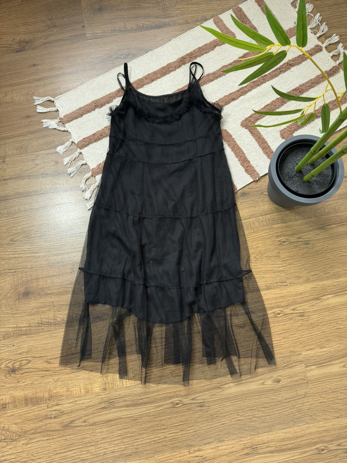 Vintage VINTAGE FULL MESH 2000s RUFFLES MAXI DOUBLE DRESS Size M / US 6-8 / IT 42-44 - 2 Thumbnail