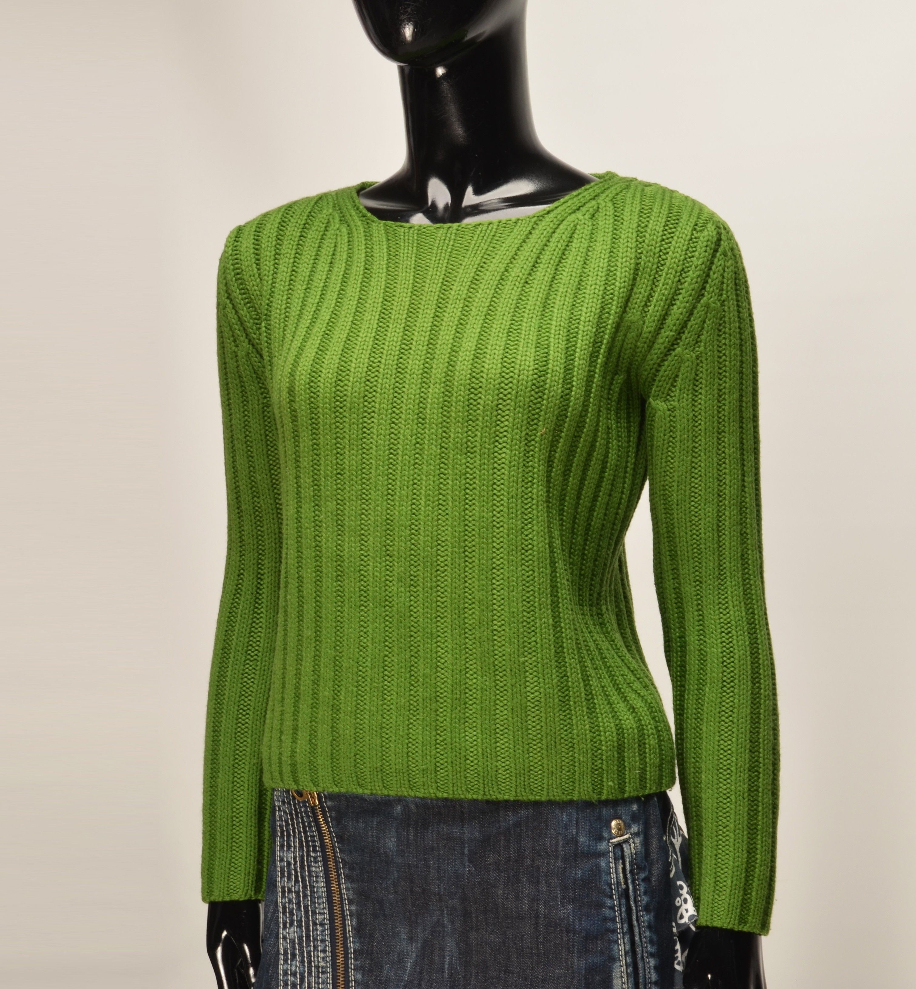 Cerruti 1881 Vintage Cerruti 1881 90's Ribbed Green Wool Blend Sweater Size S / US 4 / IT 40 - 2 Thumbnail