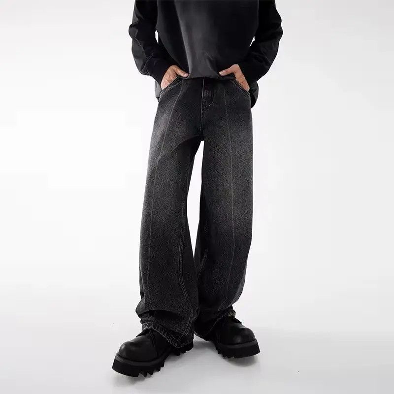 Japanese Brand × Jean Vintage Washed Black Micro Flare Straight Jeans Size US 29 - 5 Thumbnail