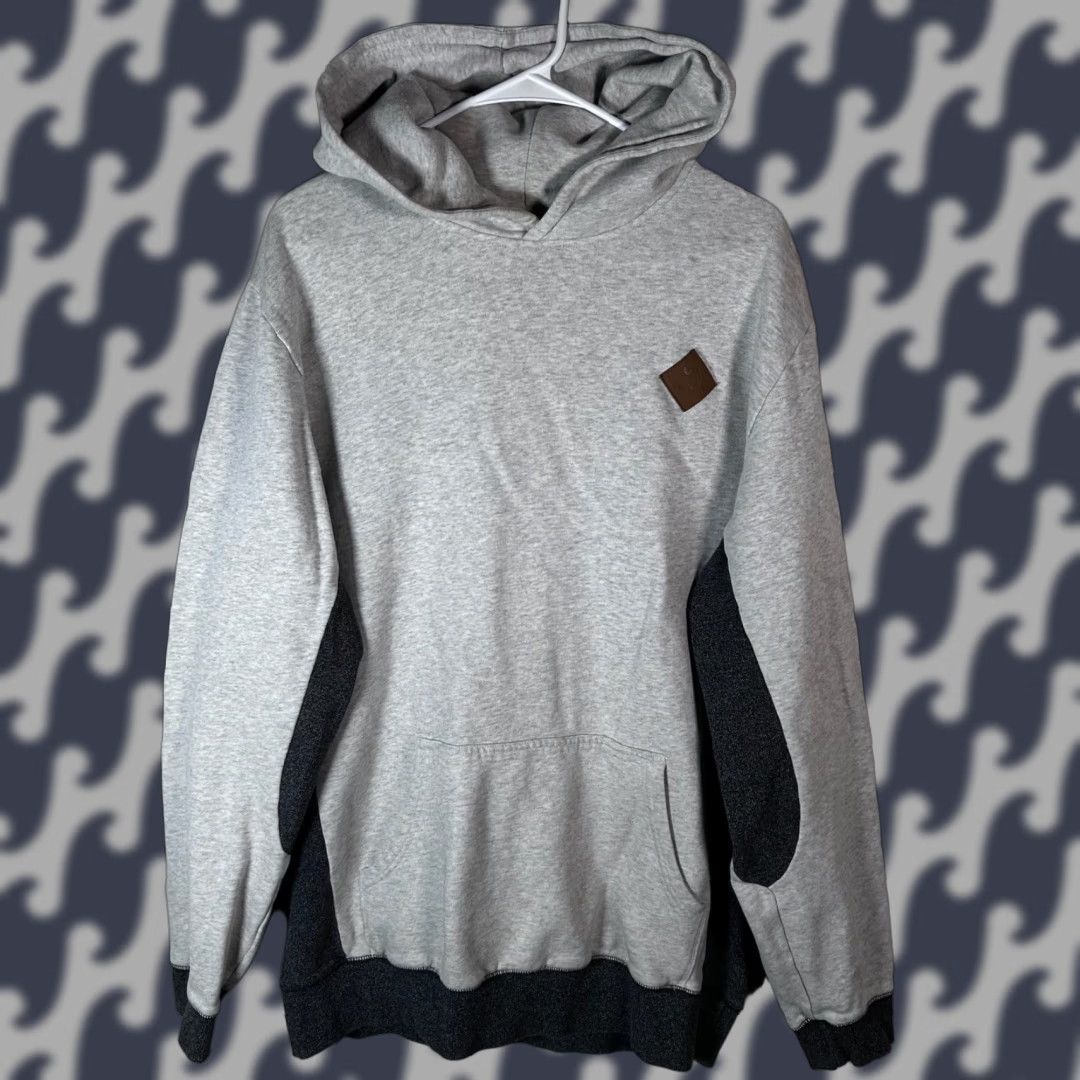 RVCA RVCA Hoodie Mens Two Tone Grey Pullover Regular Fit L Cotton Pullover Logo Pockets All Seasons Size US L / EU 52-54 / 3 - 1 Thumbnail