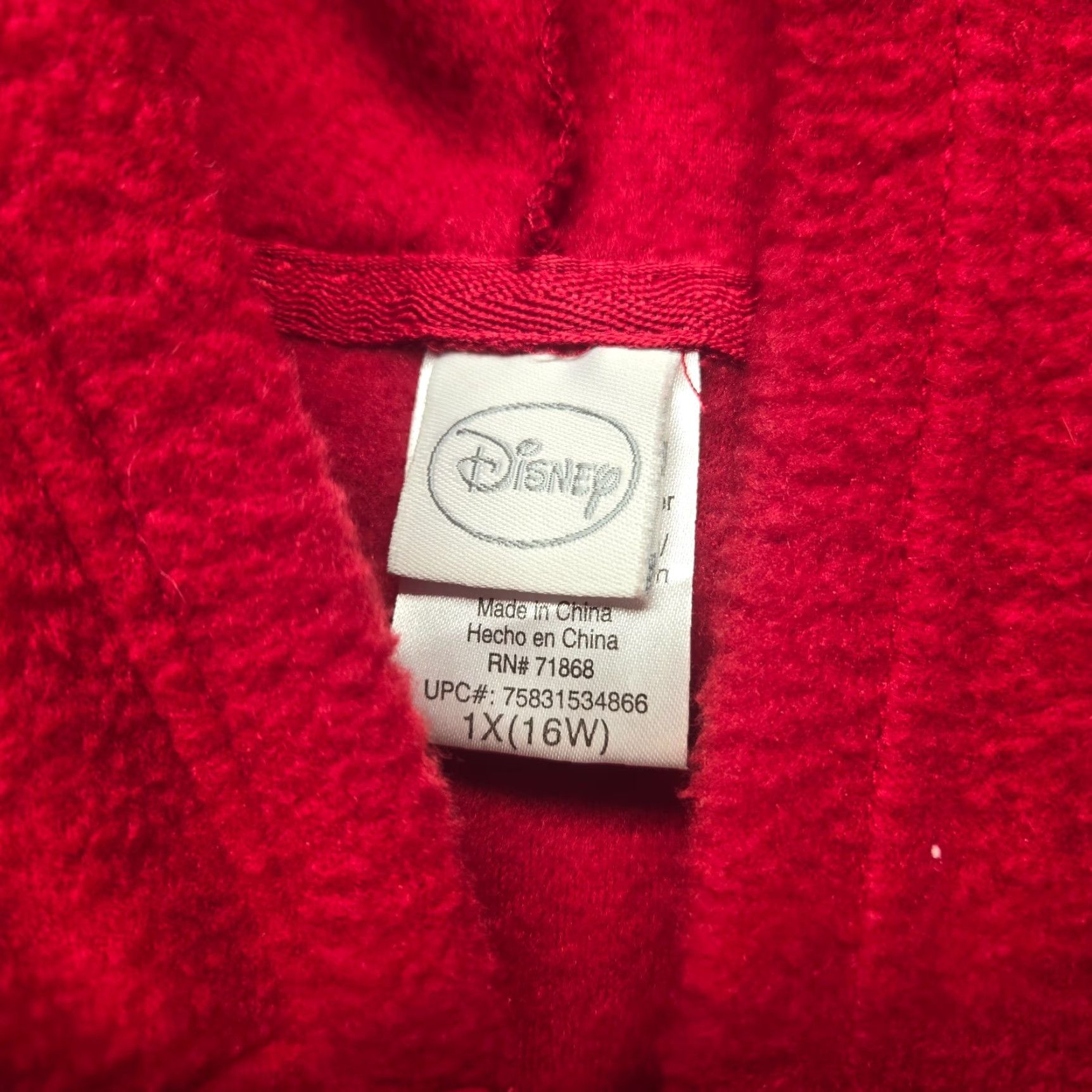 Disney Disney Mickey Mouse Hoodie Full Zip Red Women's 1X 16W Adult Fleece Jacket Size XL / US 12-14 / IT 48-50 - 4 Thumbnail