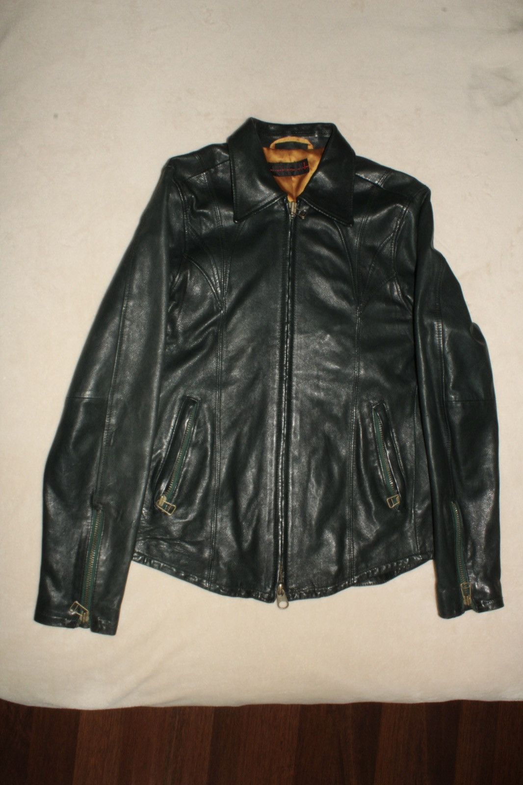 Morgan De Toi Morgan de toi biker/racer leather jacket size S bottle green Size S / US 4 / IT 40 - 4 Thumbnail