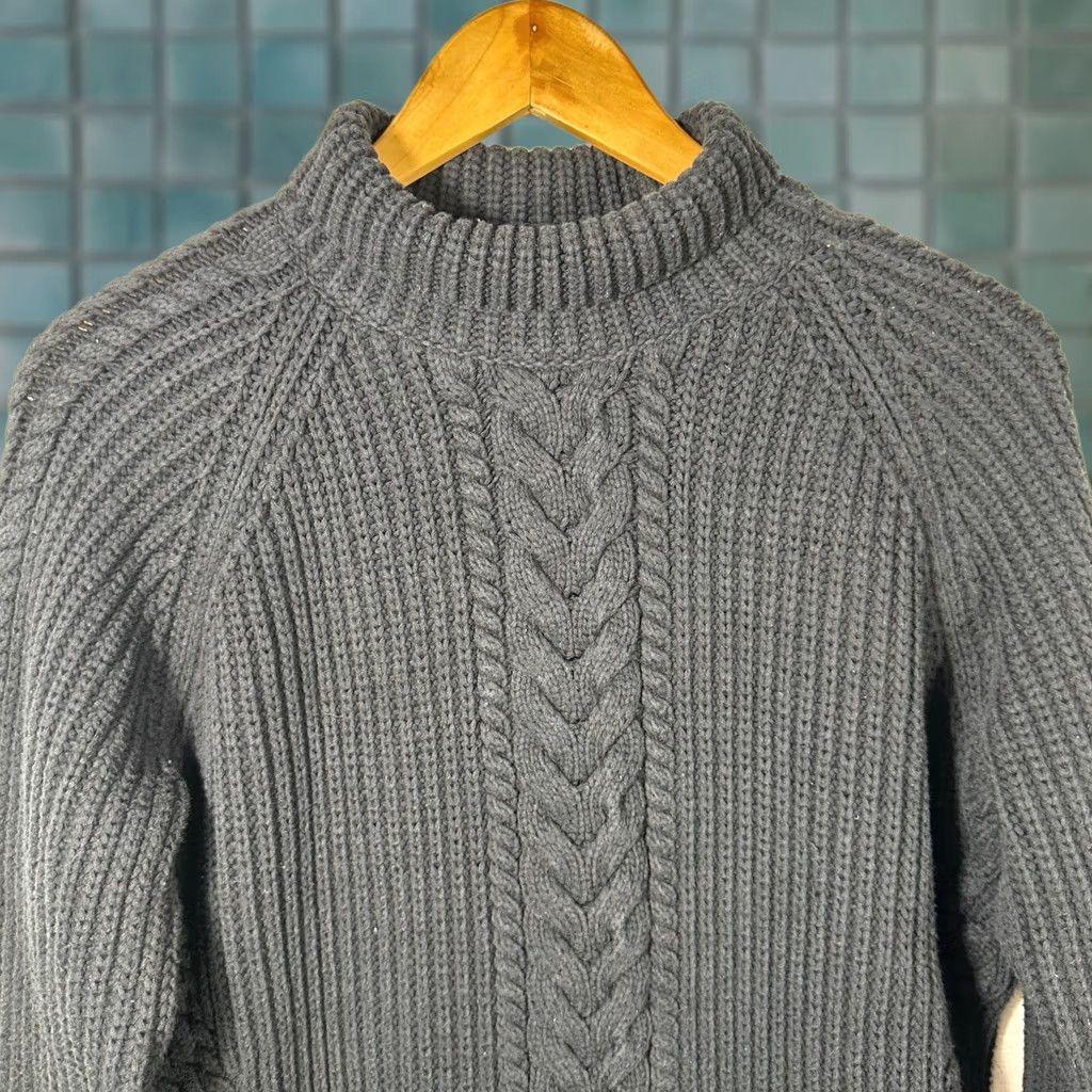 Lululemon Lululemon Black Cable Knit Mock Neck Sweater Raglan Sleeve Cotton Blend Size 8 Womens Pullover Size M / US 6-8 / IT 42-44 - 1 Thumbnail