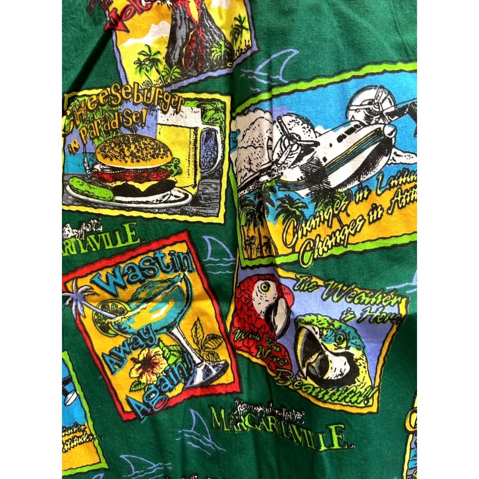 Vintage Margaritaville Womens Button Down Hawaiian Shirt Medium Green Shirt Size M / US 6-8 / IT 42-44 - 4 Thumbnail