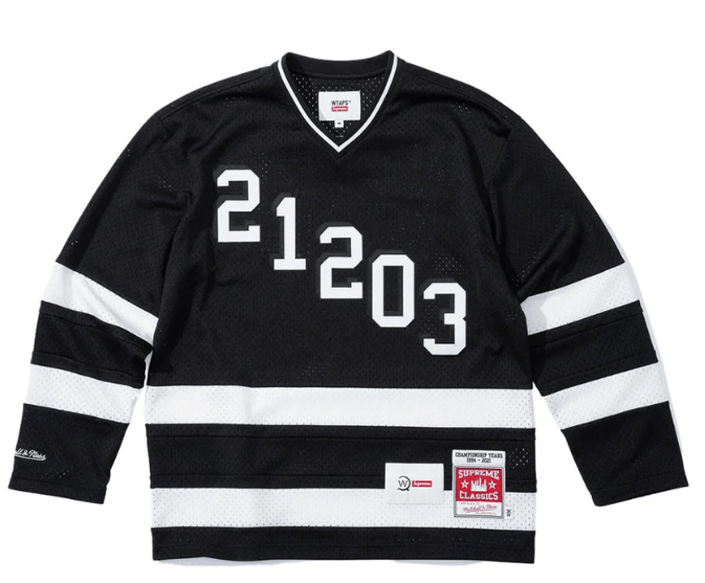 image of Mitchell Ness x Supreme Wtaps Michell & Ness Hockey Jersey, Black (Xl), Men's