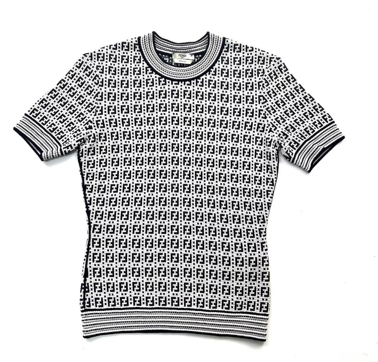 Fendi Fendi Black & White FF All-Over Print Knit Short Sleeve K12 Size XS / US 0-2 / IT 36-38 - 1 Thumbnail