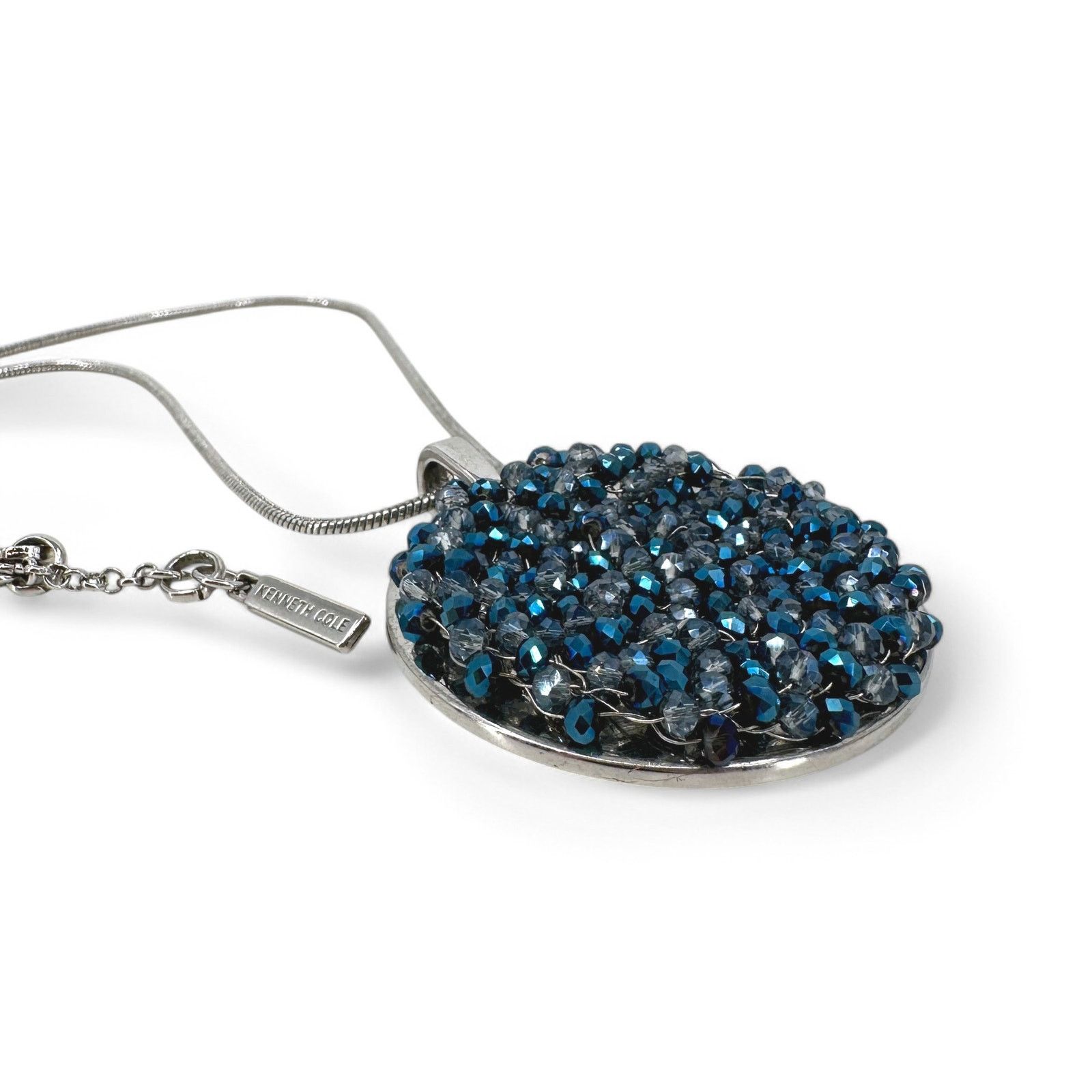Kenneth Cole Kenneth Cole Crystal Beaded Disc Pendant Necklace Blue Size ONE SIZE - 7 Thumbnail