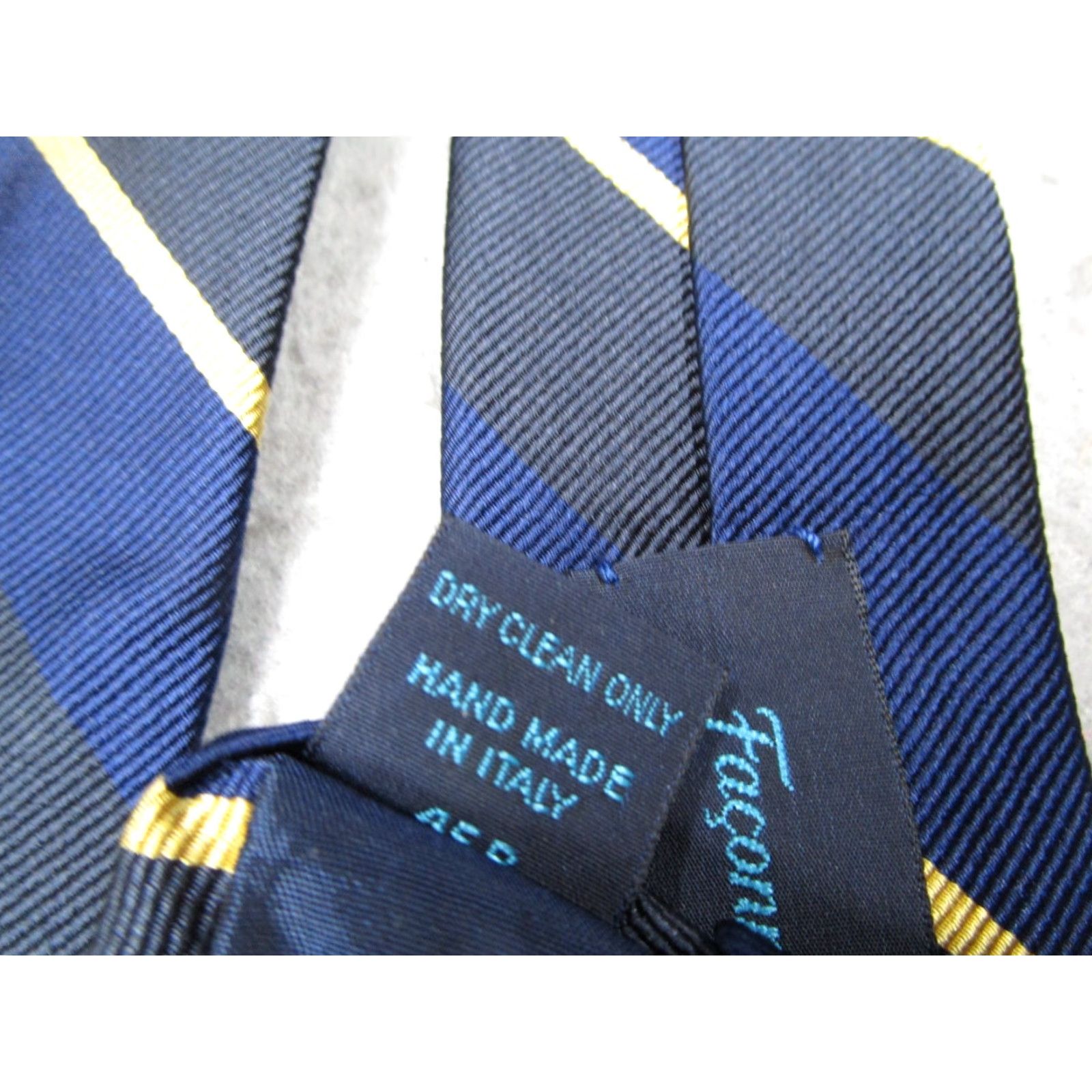 Faconnable Façonnable Men's Silk Neck Tie Blue Striped Luxury Made in Italy Classic Size ONE SIZE - 5 Thumbnail
