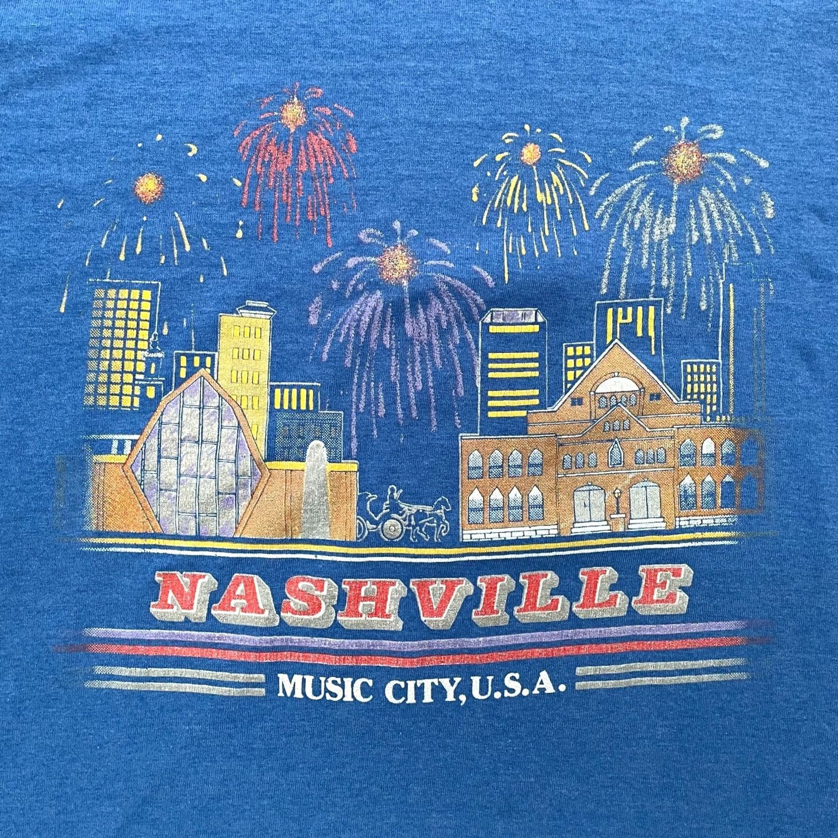 Vintage VINTAGE Nashville Shirt Adult Large Blue Music City USA Crew Neck Short Sleeve L Size US L / EU 52-54 / 3 - 3 Thumbnail