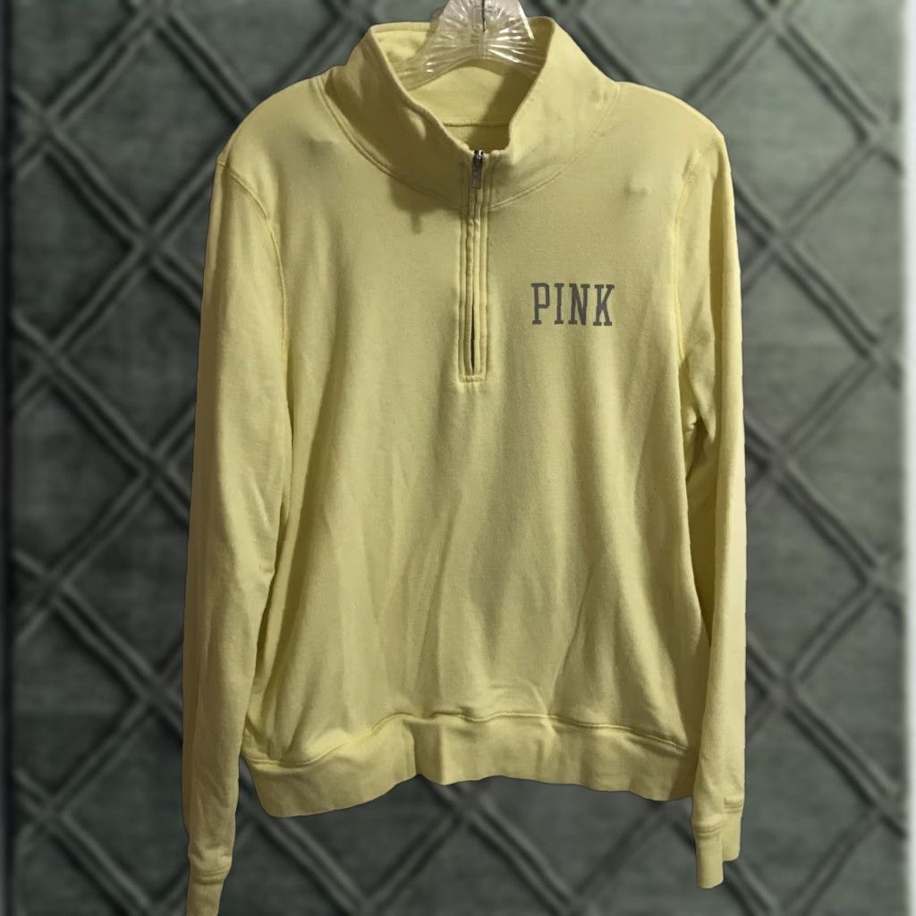 Victoria's Secret VINTAGE? PINK Victoria's Secret Zip Up Pullover Sweatshirt 1/4 Zip Yellow Large Women Sports Activewear B322 Size L / US 10 / IT 46 - 1 Thumbnail