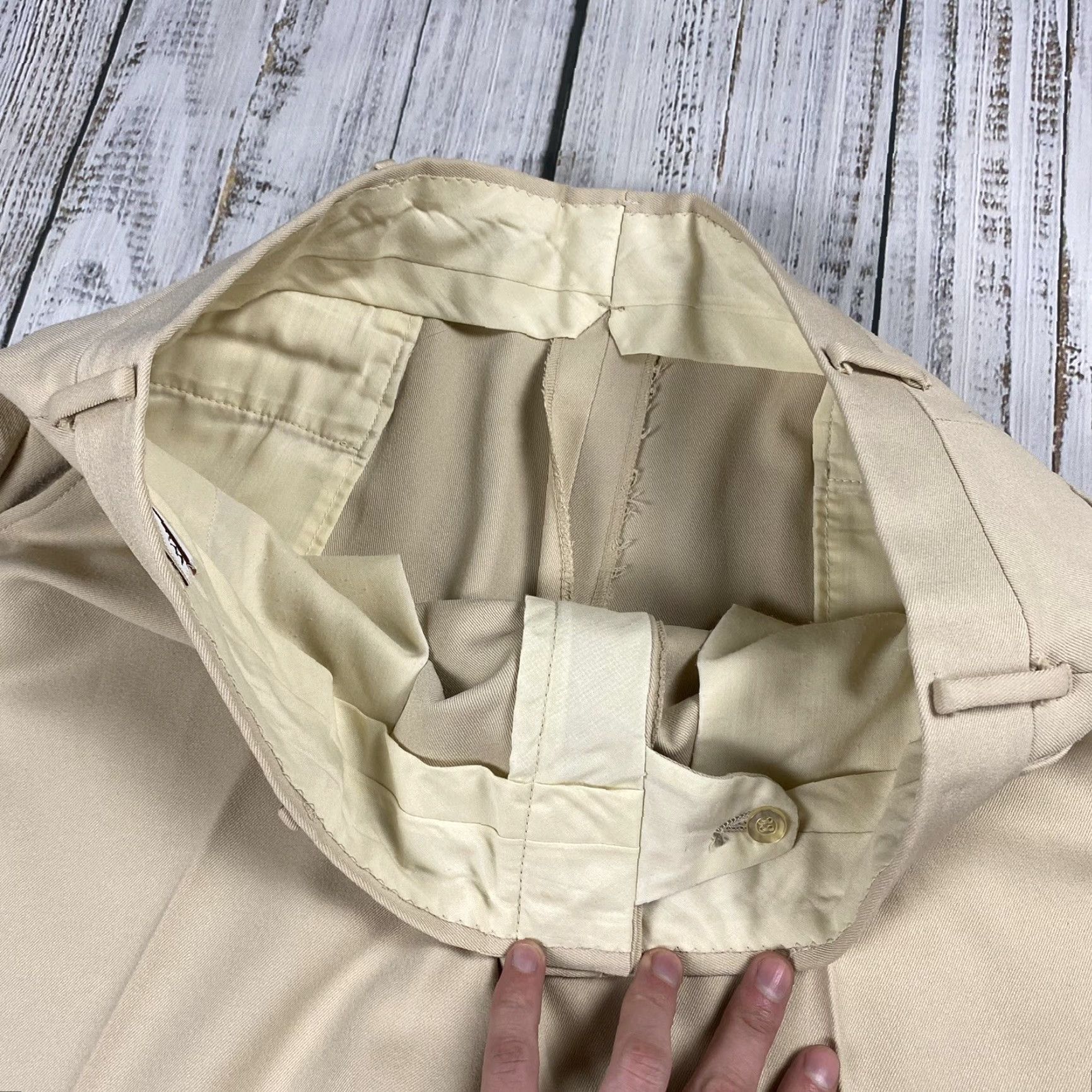 Lee VTG 70S LEE WESTERN WINDSOR PANTS POLYESTER KNIT TAN MENS 38X29 STRAIGHT LEG CHINO ZIP BACK POCKETS MOD DISCO 70s Size US 38 / EU 54 - 5 Thumbnail
