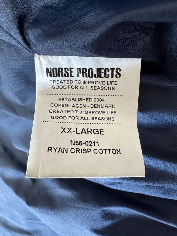Norse Projects Ryan Crisp Cotton Jacket Bomber Navy XXL