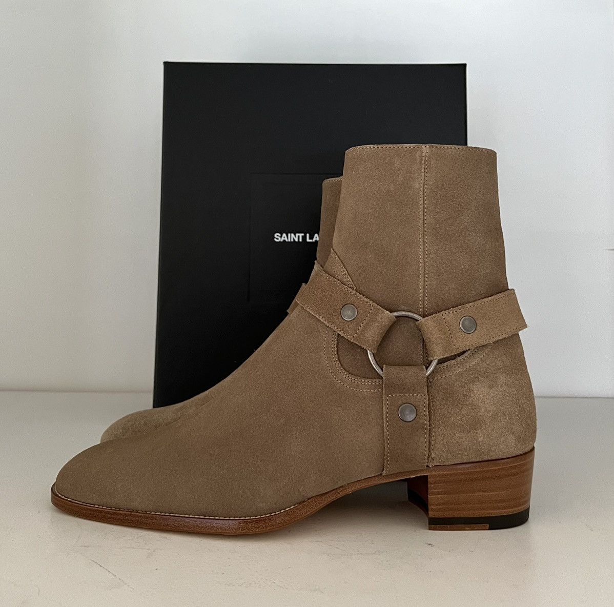 image of Saint Laurent Wyatt Harness Boots - Sz. 43 - Hedi Slimane in Brown, Men's (Size 10)