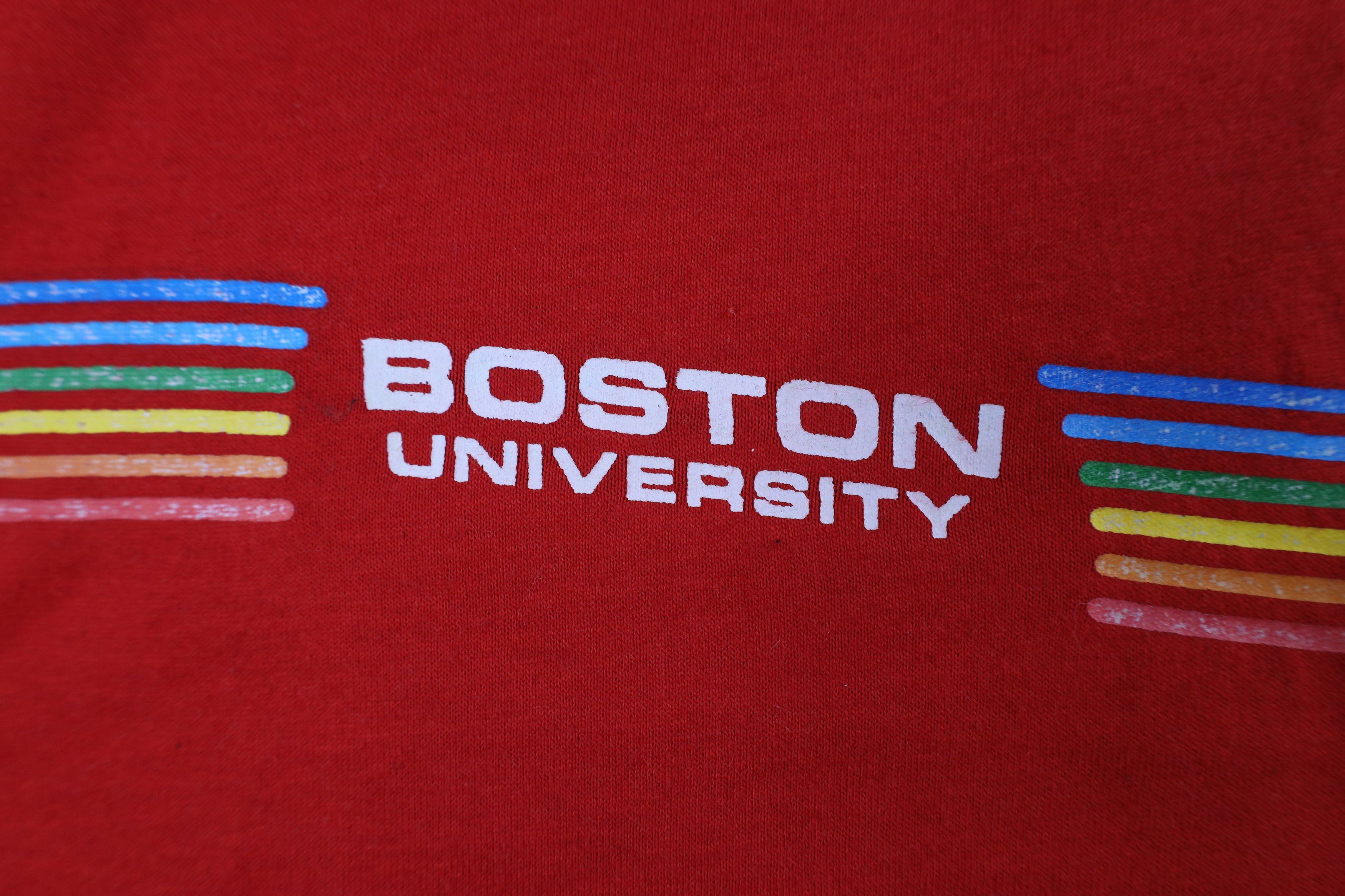 Vintage Vintage 70s 80s Striped Boston University T-Shirt Red USA Size US L / EU 52-54 / 3 - 4 Thumbnail