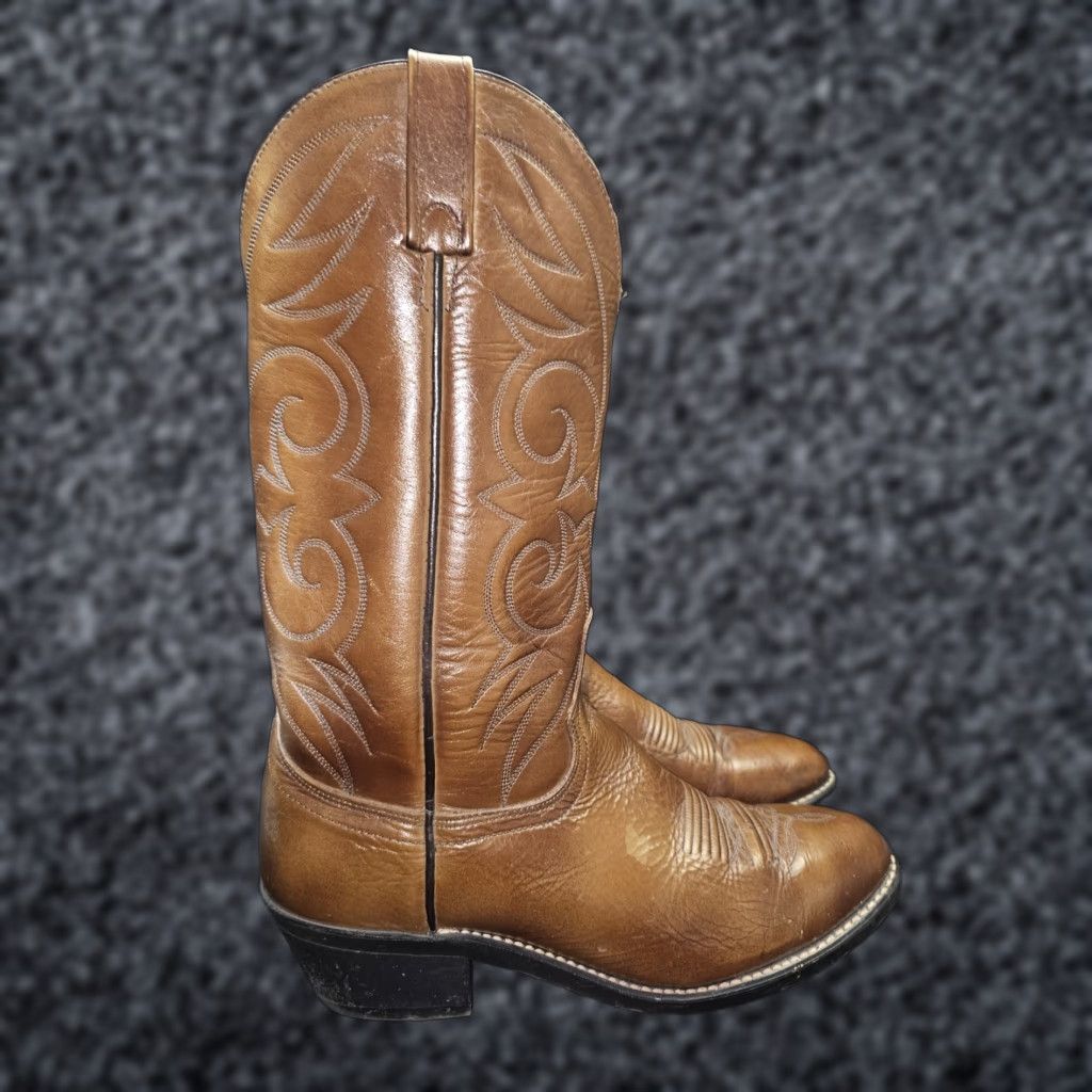 Vintage VINTAGE Acme Dingo Cowboy Western Boots Cognac Leather Pointed Toe Mens Size 9EW EW Brown Leather Western 80s Cowboy Mens Size US 8 / EU 41 - 1 Thumbnail