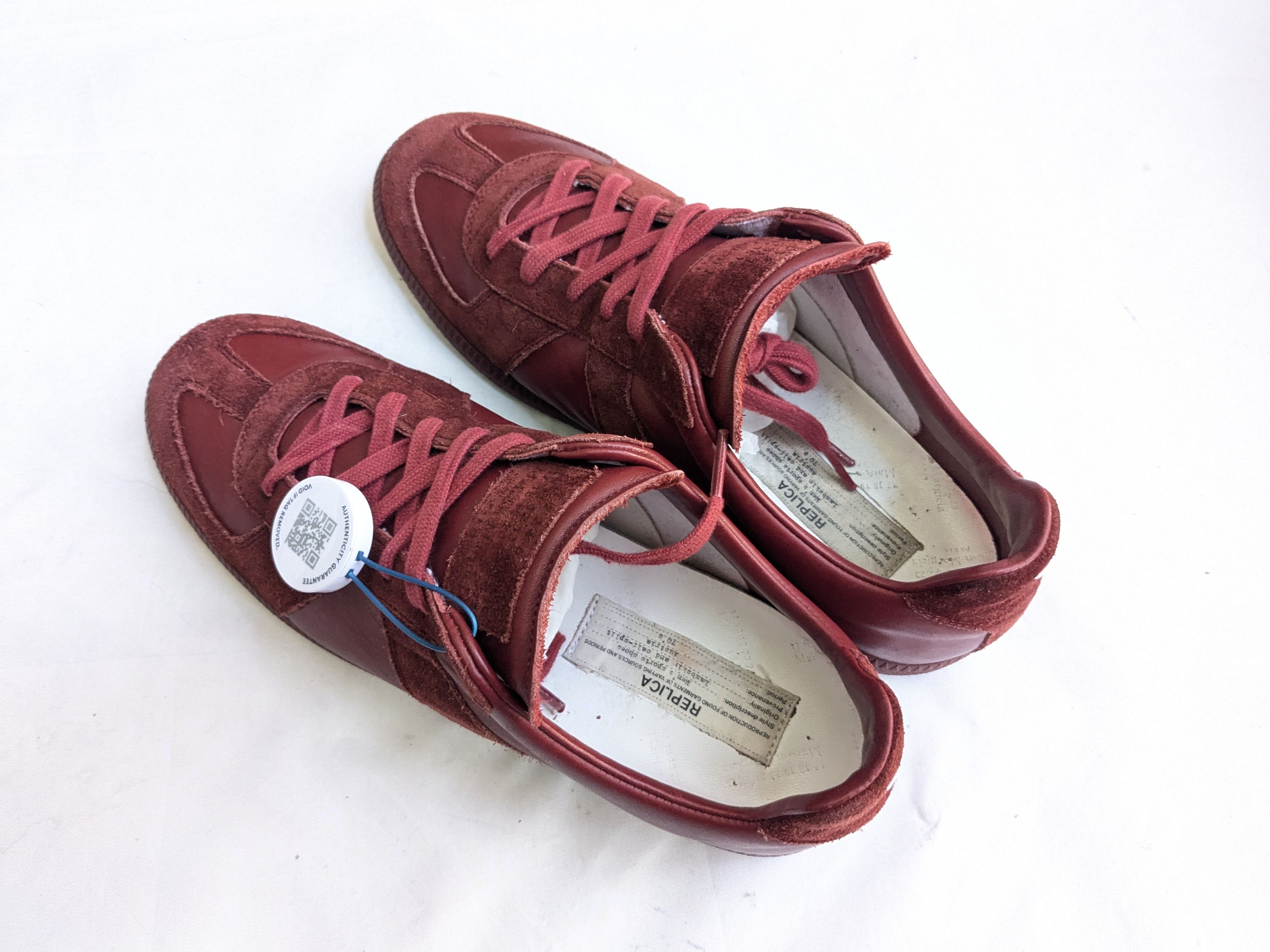 Maison Margiela Maison Margiela GAT Replica Burgundy 10 43 Low Tops Size US 10 / EU 43 - 10 Thumbnail