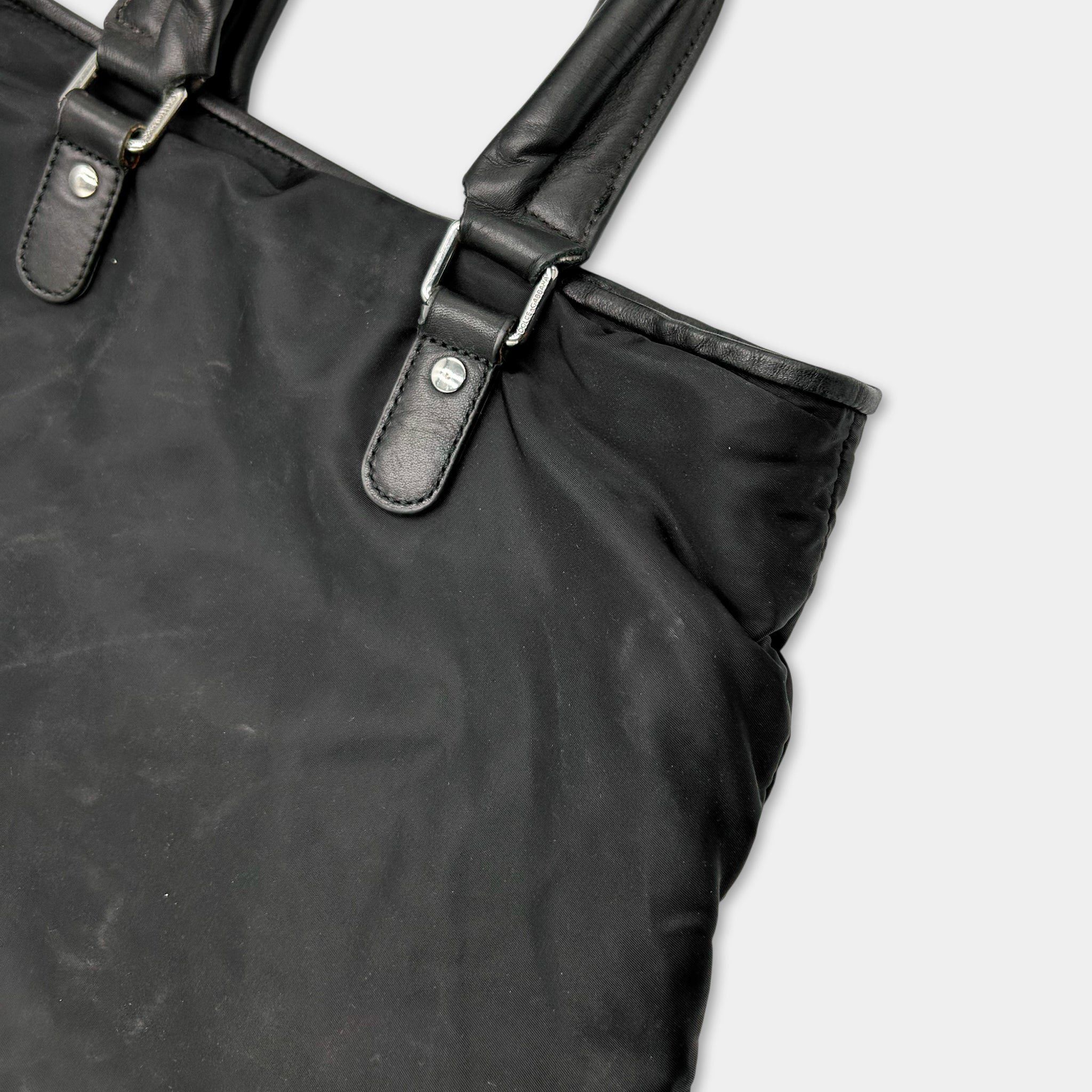 Dolce & Gabbana Dolce & Gabbana Black Nylon Leather Bag Size ONE SIZE - 6 Thumbnail