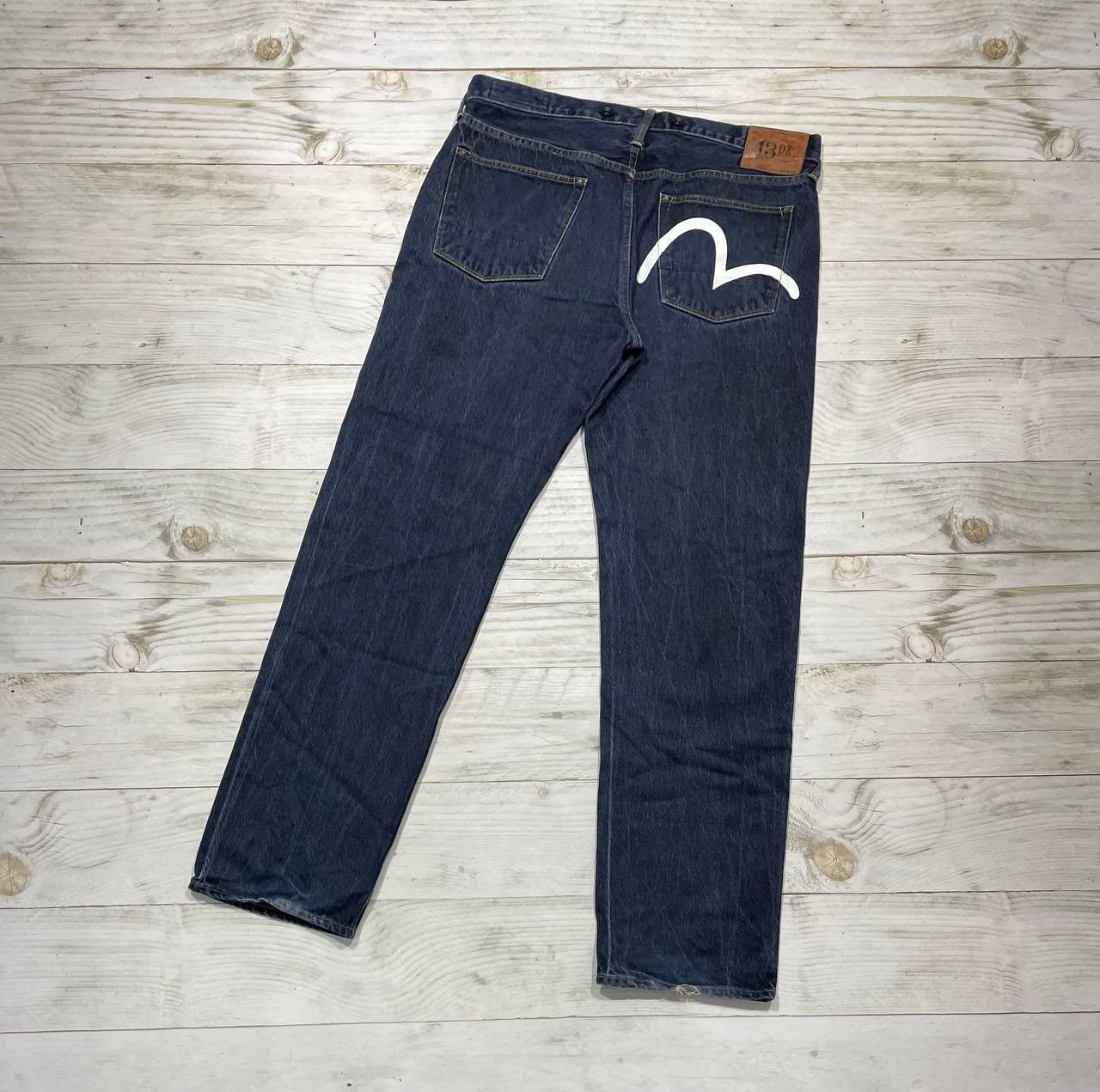image of Evisu Japan Y2K Denim Baggy Jeans 2000S Logo in Blue, Men's (Size 36)