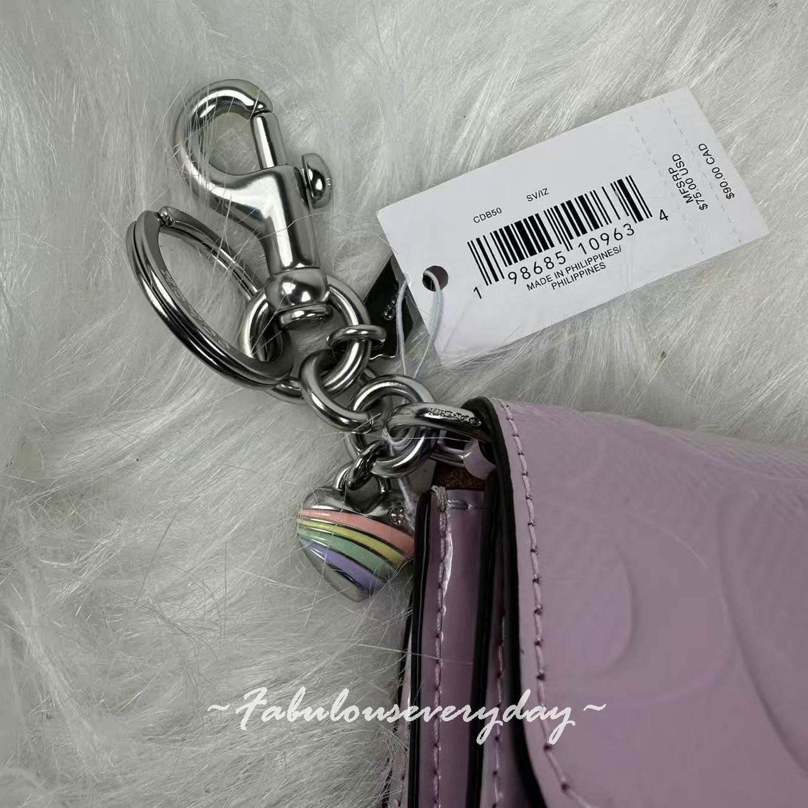 Coach COACH Klare Bag Charm Signature Leather Heart Charm Purple Size ONE SIZE - 4 Thumbnail