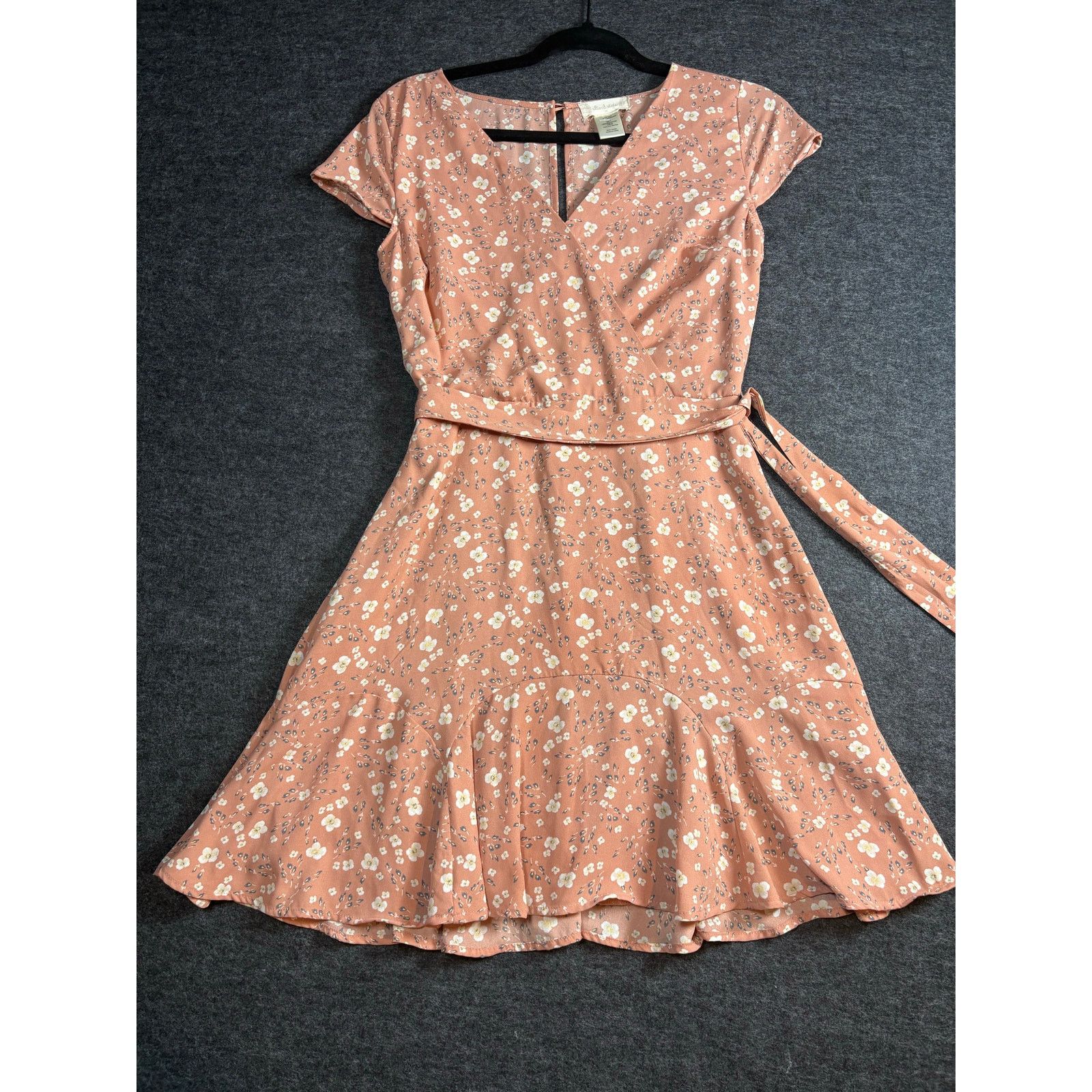 Other Altar’d State Peach Floral Wrap Dress Mini Ruffle Hem #0460 Size M / US 6-8 / IT 42-44 - 3 Thumbnail