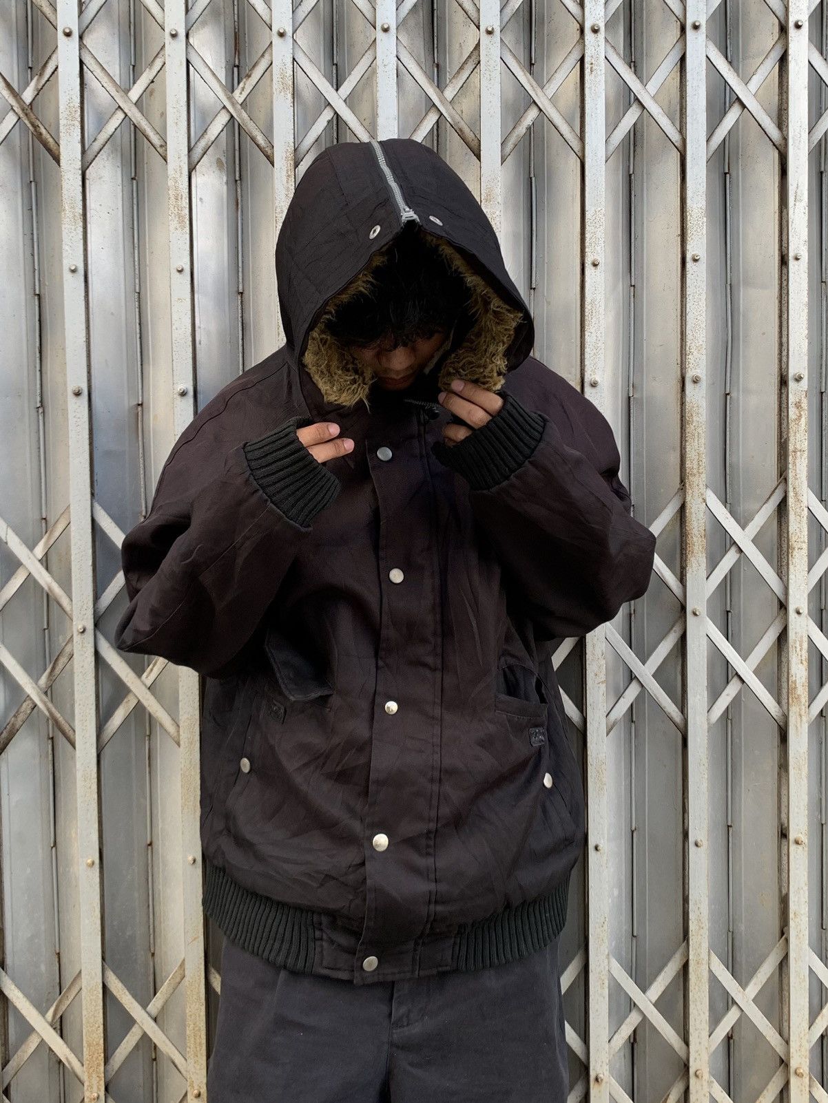 If Six Was Nine Vintage Distressed Wool Rich Fur Hoodie Jacket Size US L / EU 52-54 / 3 - 7 Thumbnail