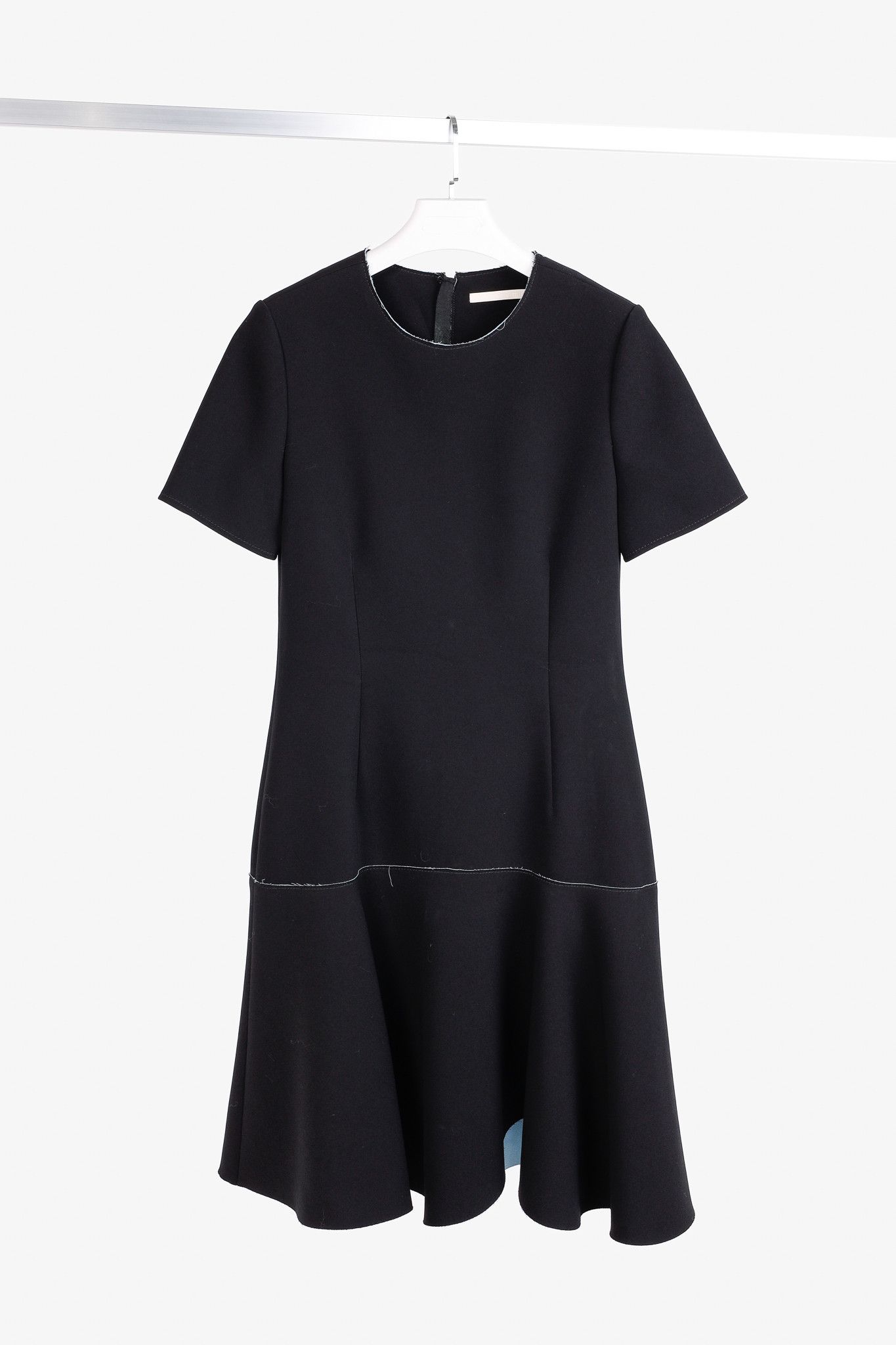 Jason Wu Black Double-Face Crepe Flounce-Hem Dress