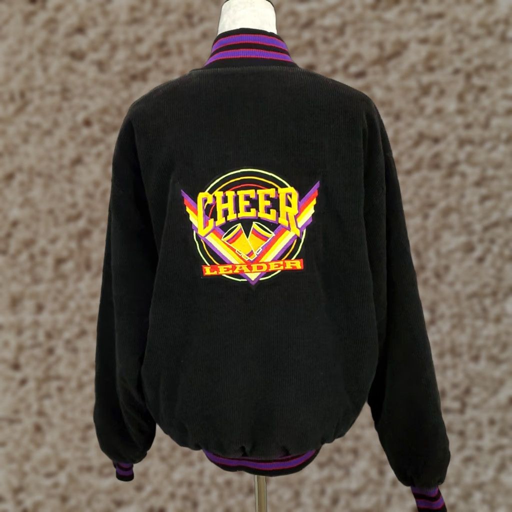 Vintage VINTAGE DeLong Cheer Leader Jacket Womens L Corduroy Varsity School 90s Cheerleading College USA Embroidered Logo Pockets Blue Jacket Size L / US 10 / IT 46 - 1 Thumbnail