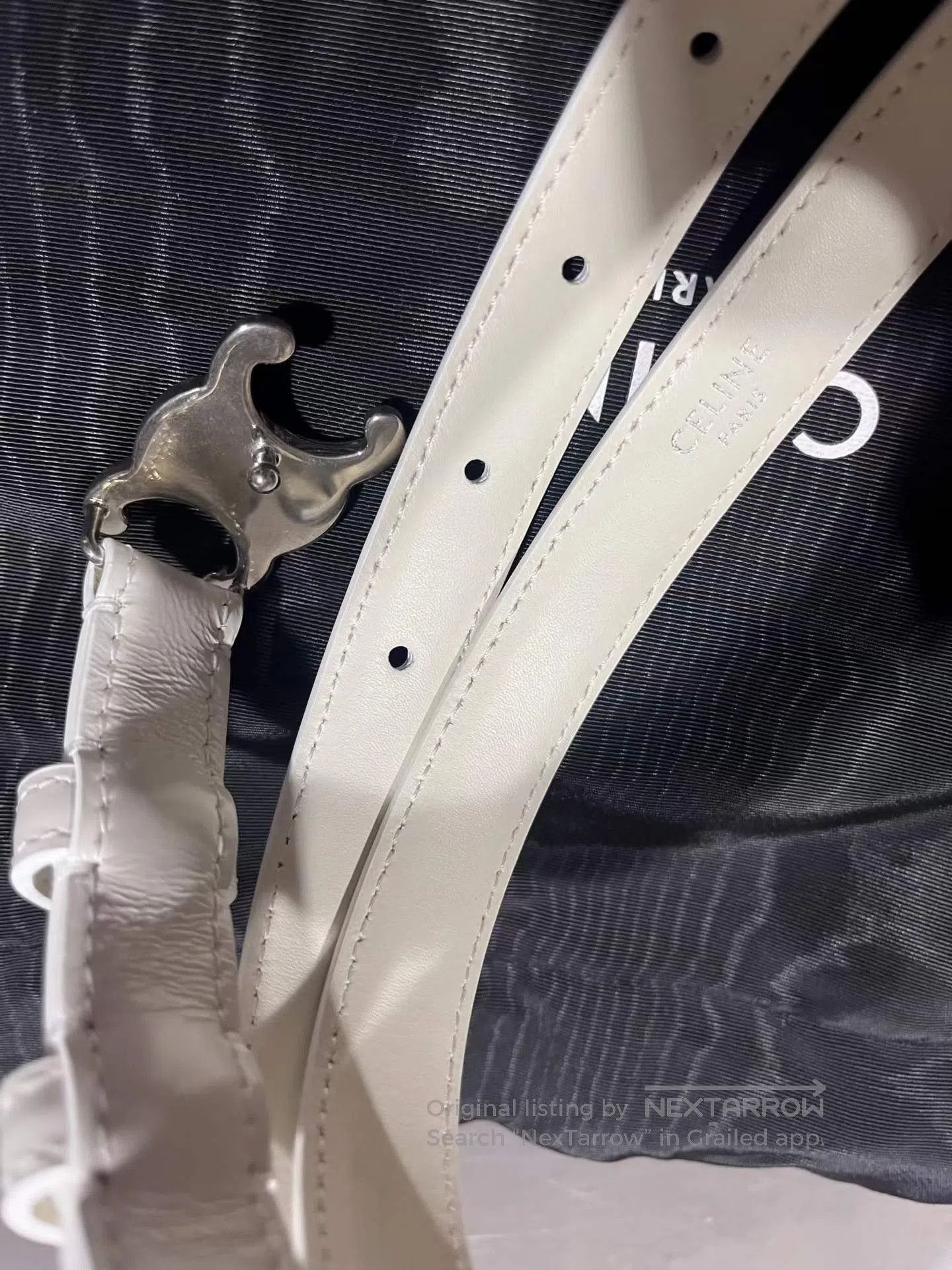 Celine CELINE size 75 Celine Silver Buckle Narrow White Leather B Size ONE SIZE - 3 Thumbnail