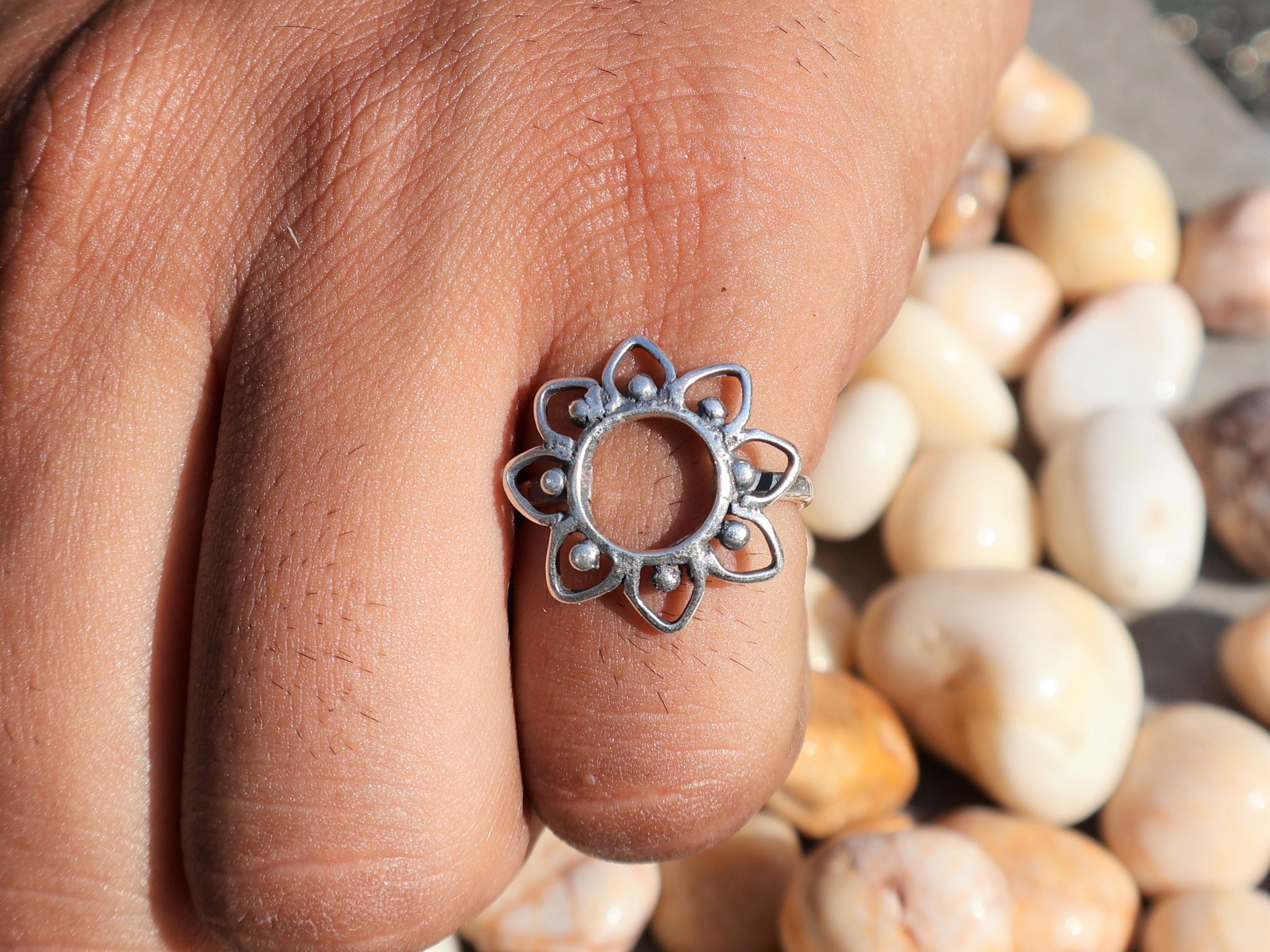 Handmade Silver Flower Ring, 925 Sterling Silver Ring, Handmade Ring, Size ONE SIZE - 8 Thumbnail