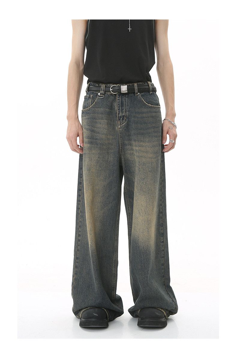 Japanese Brand × Jean Vintage washed distressed loose wide-leg jeans Size US 33 - 2 Thumbnail