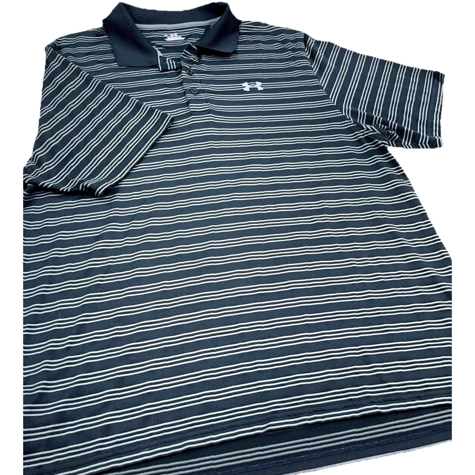 Under Armour Under Armour Polo Shirt Men L Black White Striped HeatGear Performance Golf Shirt Size US L / EU 52-54 / 3 - 4 Thumbnail