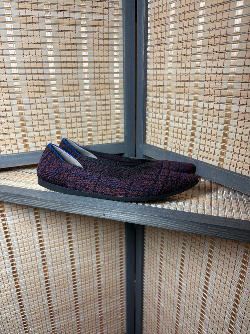 Rothy's Women's Rothy's The Point Burgundy & Blue Plaid Size US 6.5 / IT 36.5 - 3 Thumbnail