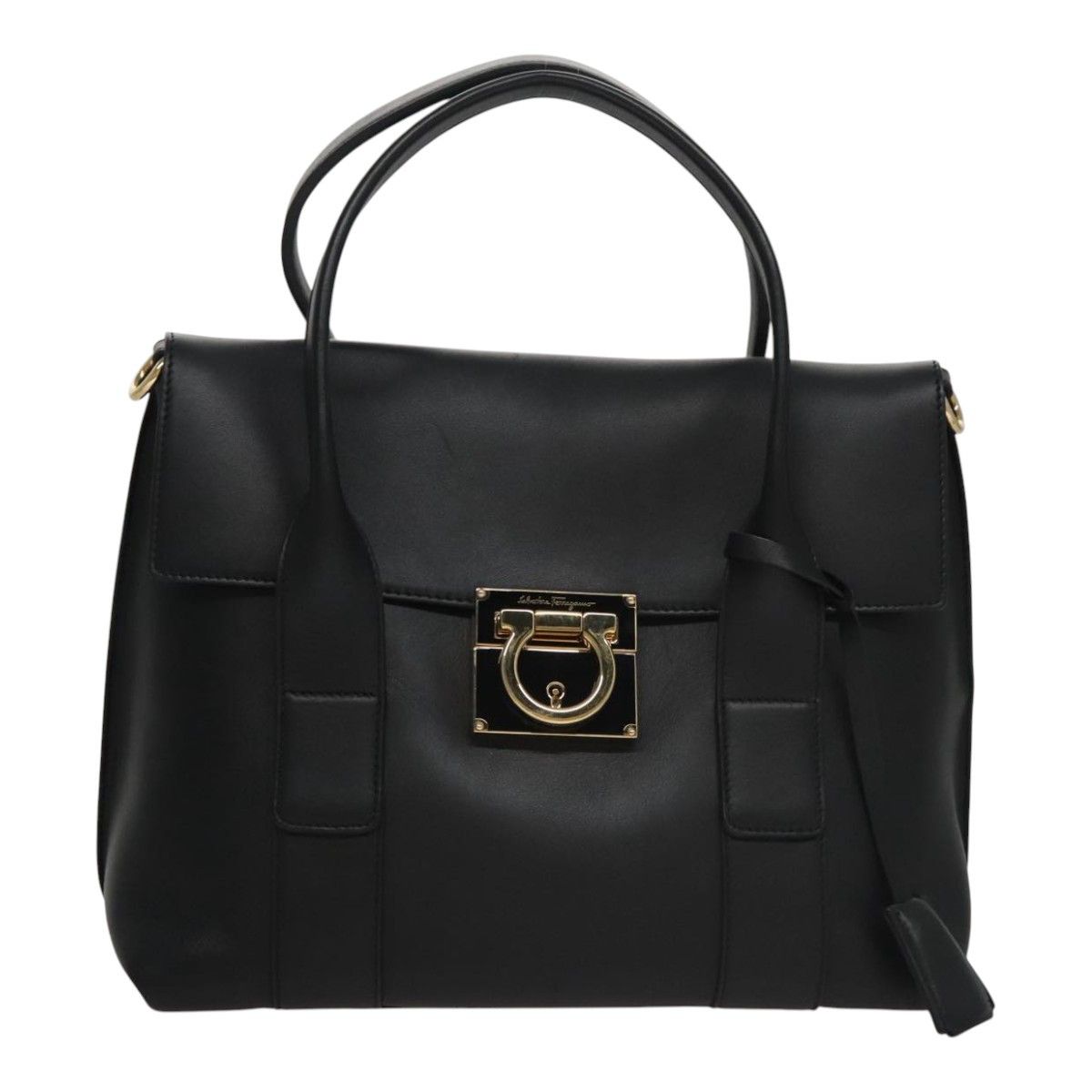 Salvatore Ferragamo Sookie Black Leather Handbag (Pre-Owned) Size ONE SIZE - 1 Thumbnail