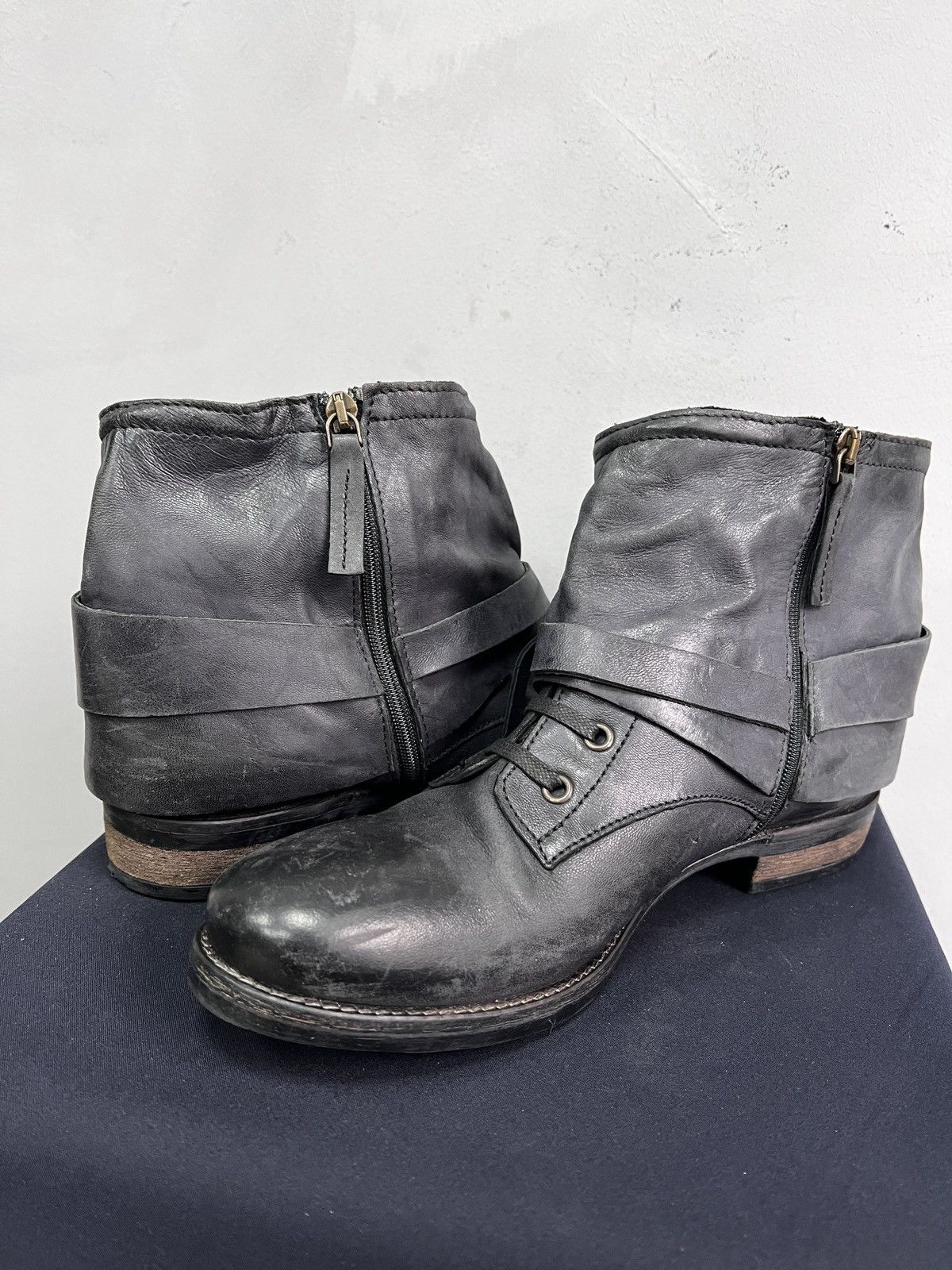 A.S.98 Dark blue leather boots A.S.98 detailed vintage guidi style Size US 8 / EU 41 - 10 Thumbnail