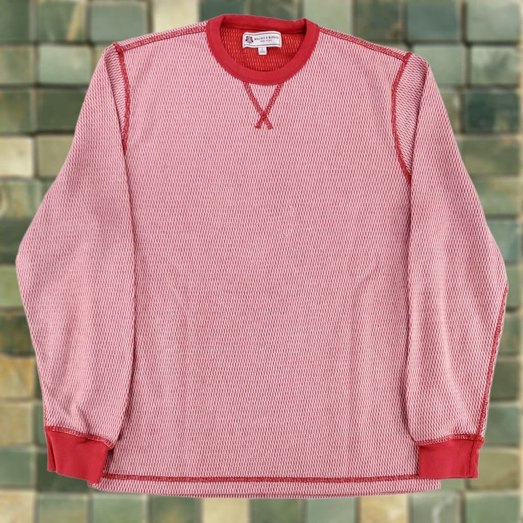Wallace & Barnes Wallace & Barnes Shirt Red Mens L Crew Neck Knit Long Sleeve Pullover Textured Knit Shirt Size US L / EU 52-54 / 3 - 1 Thumbnail