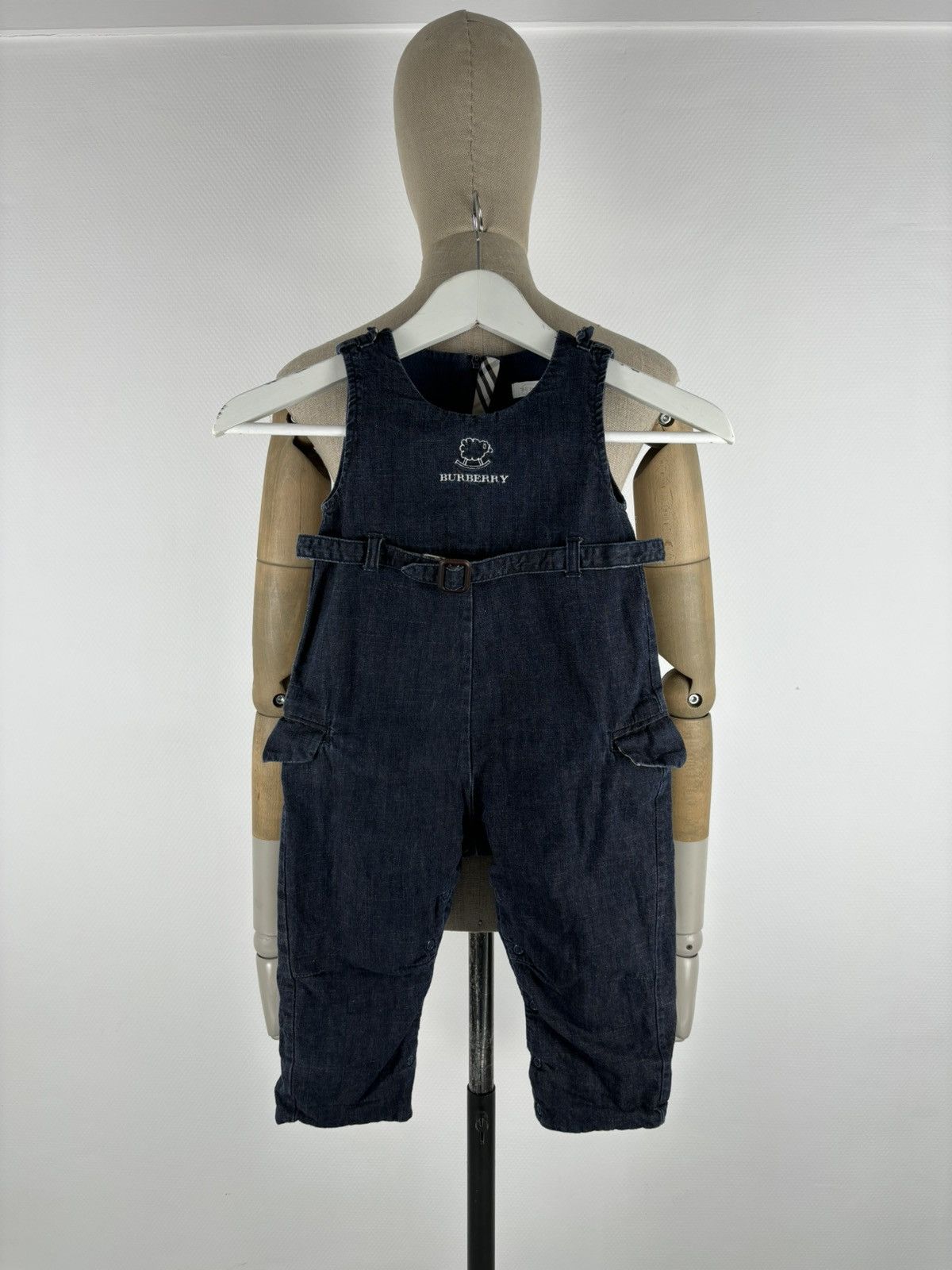 Burberry Unisex Prorsum Logo Nova Check Trim Denim Overalls Bottoms Jeans Jacket Size XXS / US 00 / IT 34 - 2 Thumbnail