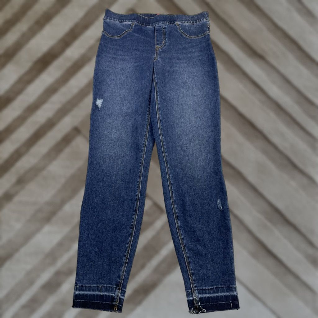 Spanx Spanx Jeans Skinny Distressed Mid Denim 27 in Inseam Elastic Waist Shaping Slimming Stretch Women Blue M Size Regular 20203R Size 32" / US 10 / IT 46 - 1 Thumbnail