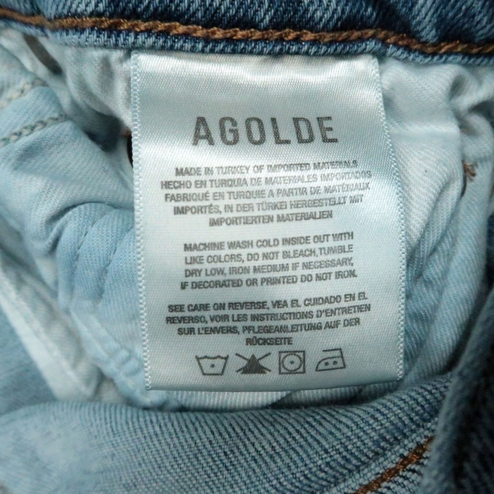 Agolde VINTAGE? No — AGOLDE Jeans Womens Slim 30x27 Blue 30 Button Fly Distressed 5-Pocket Denim Straight Jeans Women Size 30" / US 8 / IT 44 - 7 Thumbnail