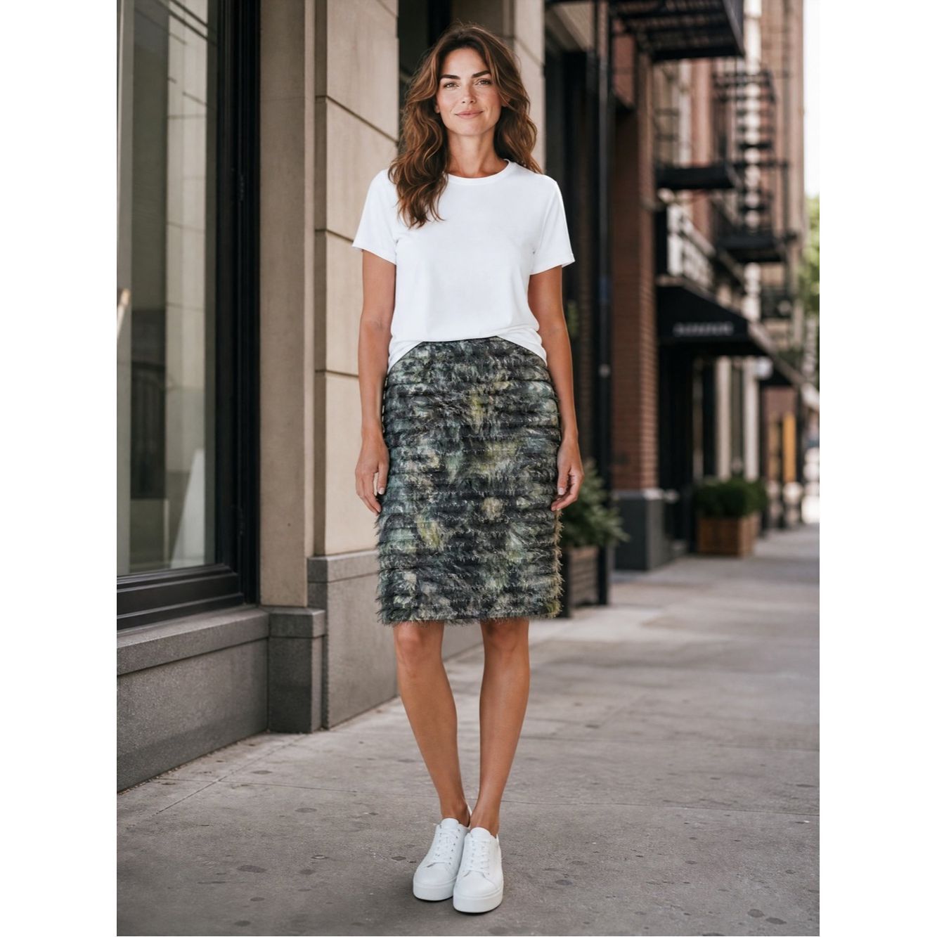 Other New Carlisle Green and Black Fringe Textured Pencil Skirt S Size 30" / US 8 / IT 44 - 1 Thumbnail
