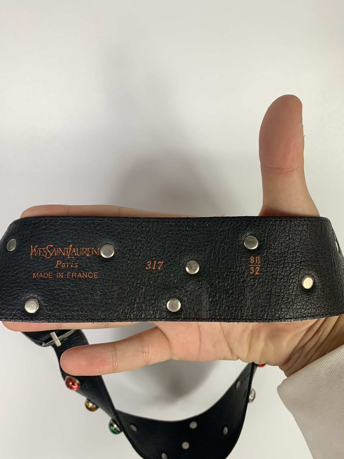 Yves Saint Laurent Vintage Yves Saint Laurent Leather 90s jewelled belt Size ONE SIZE - 5 Thumbnail