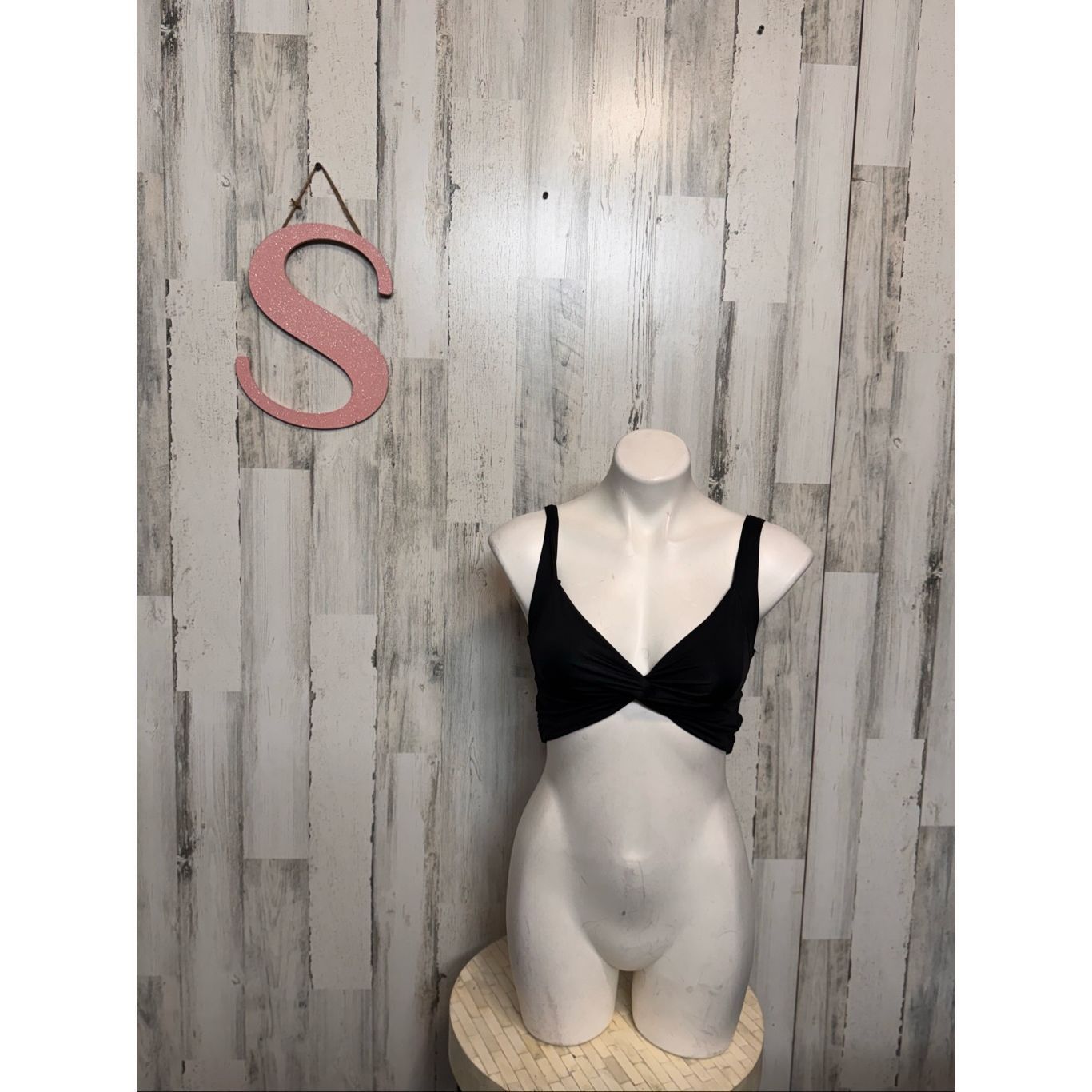 Other Black Wrap Front Crop Top Tie Back Stretchy Size Small NWT Size S / US 4 / IT 40 - 1 Thumbnail
