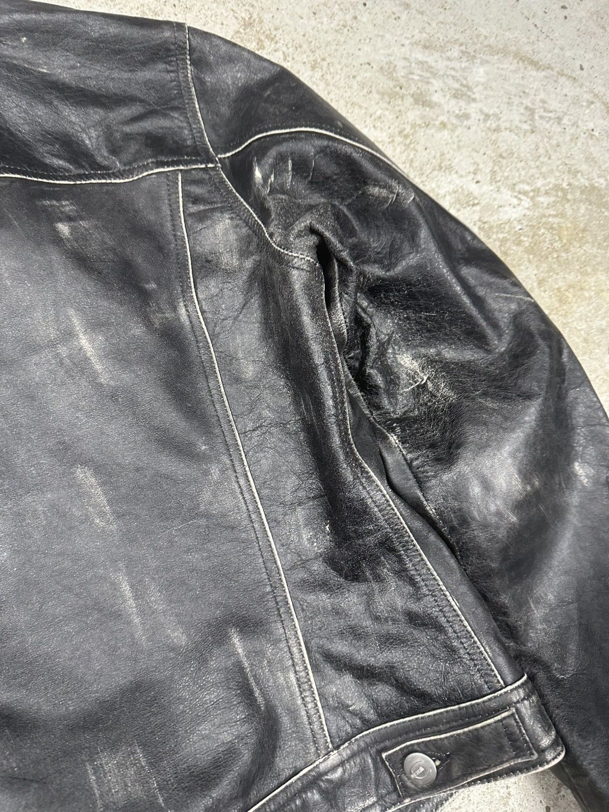 Just Cavalli Cavalli 2000s Eroded Brut Archive Leather Trucker Jacket Size M / US 6-8 / IT 42-44 - 19 Thumbnail