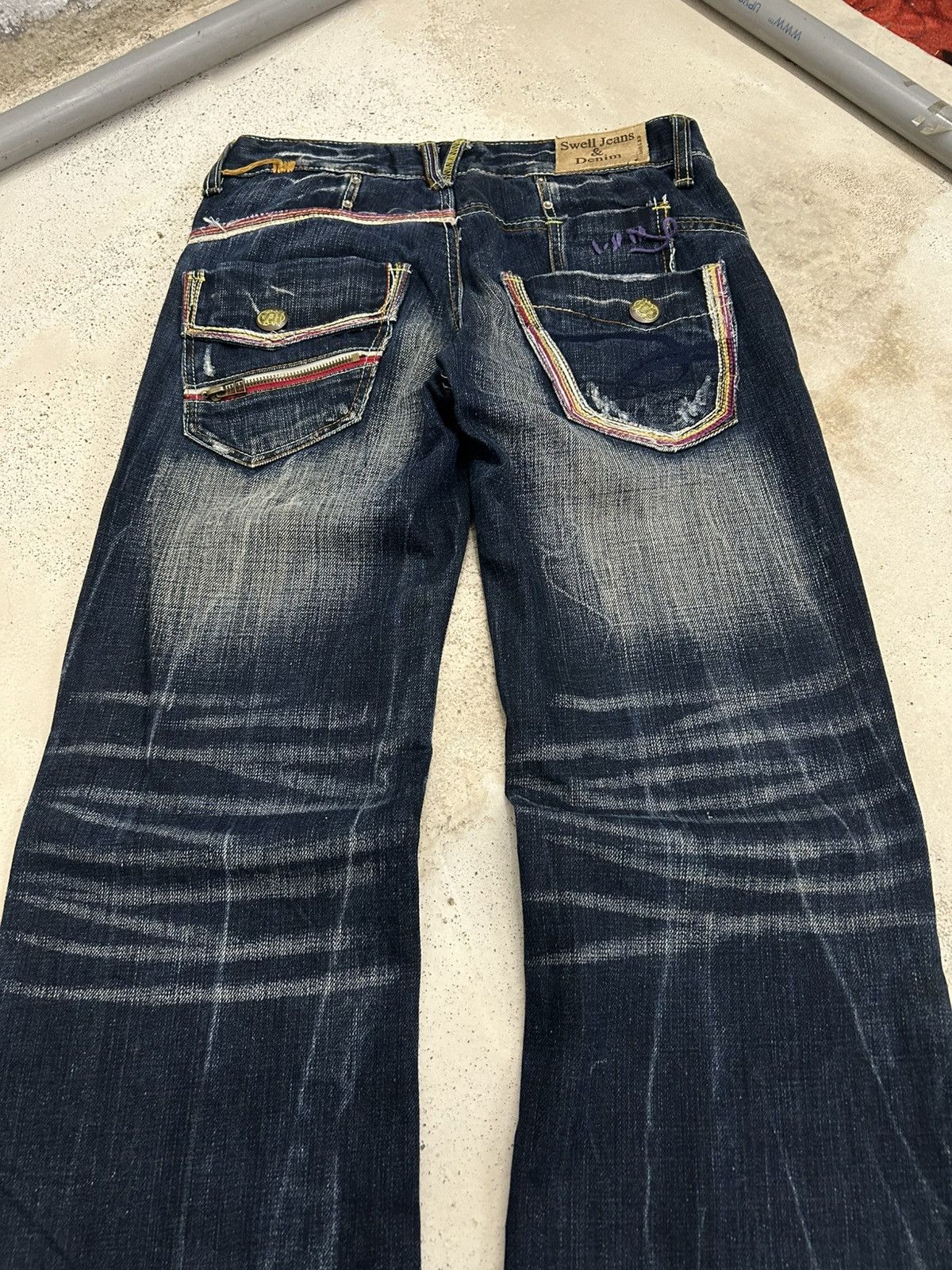 If Six Was Nine Super Flare Swell N Denim Japan Mud Washed Whisker Low Rise Size US 31 - 17 Thumbnail