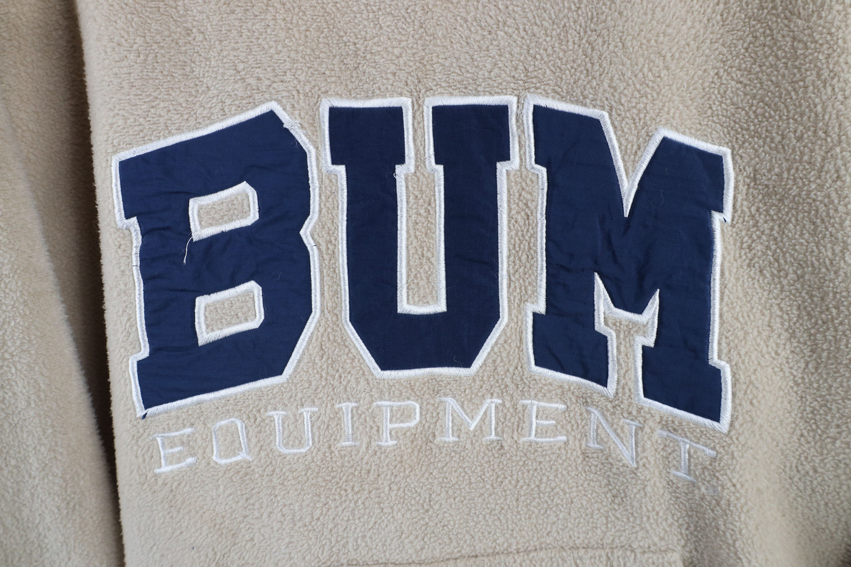 Vintage Vintage 90s Bum Equipment Fleece Hoodie Sweatshirt Beige Size US M / EU 48-50 / 2 - 4 Thumbnail