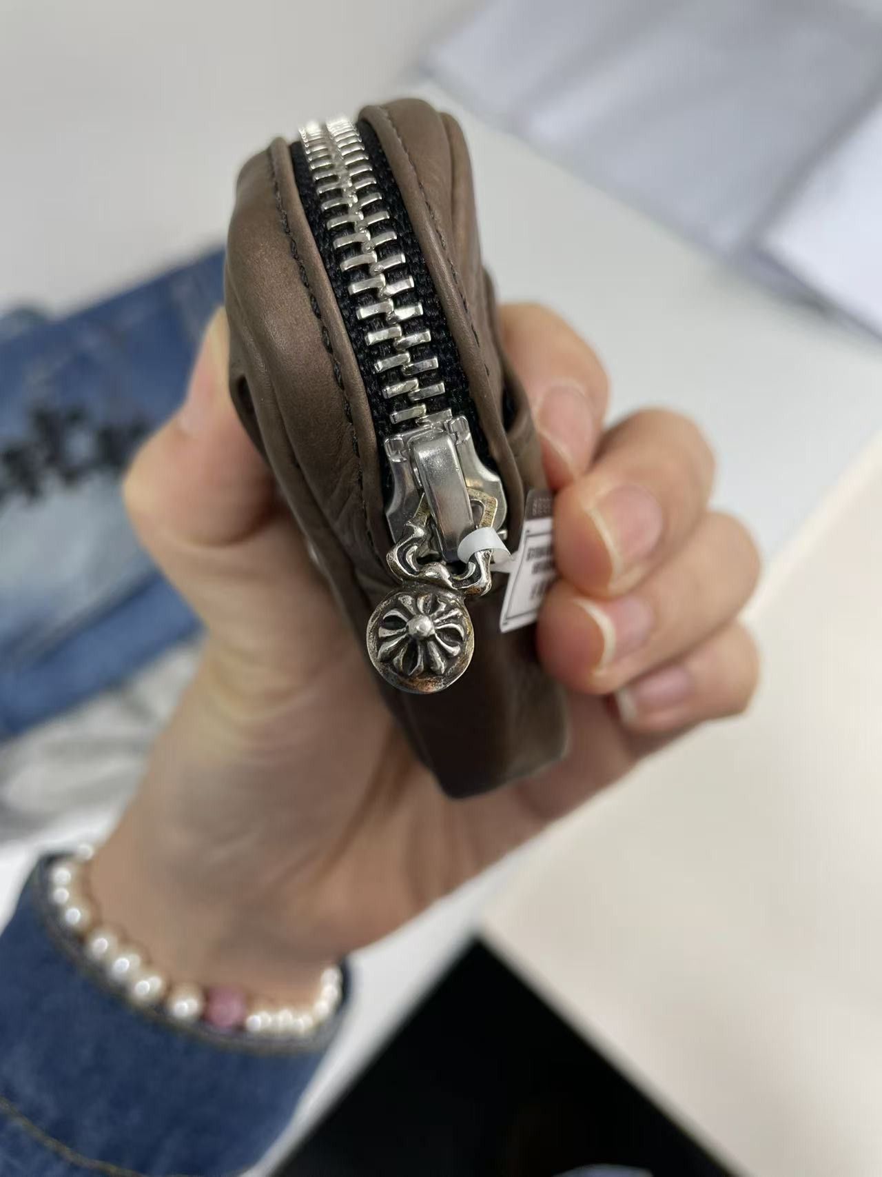 Chrome Hearts Chrome Hearts Brown Cross Patch Airpod Micro Take Wallet Size ONE SIZE - 6 Thumbnail