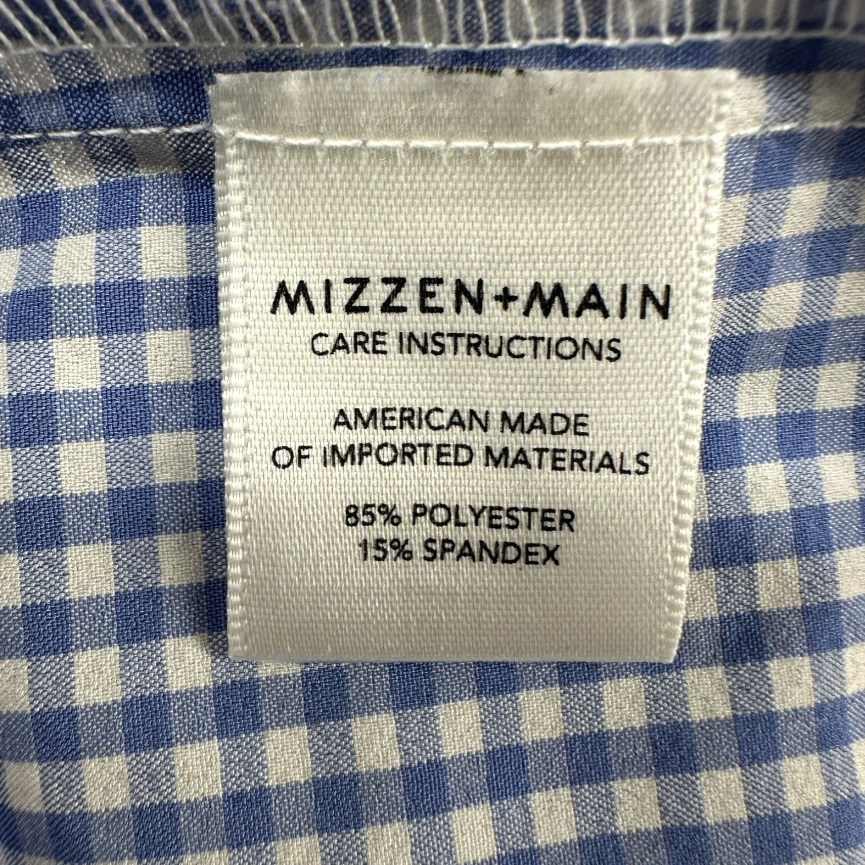 Mizzen+Main Mizzen+Main Shirt Mens XL Blue White Button Up Plaid Gingham Stretch Slim Fit Casual Travel Size US XL / EU 56 / 4 - 5 Thumbnail