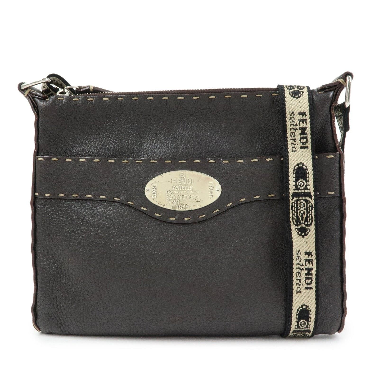 Fendi Fendi Selleria Leather Crossbody Bag Brown Size ONE SIZE - 1 Thumbnail